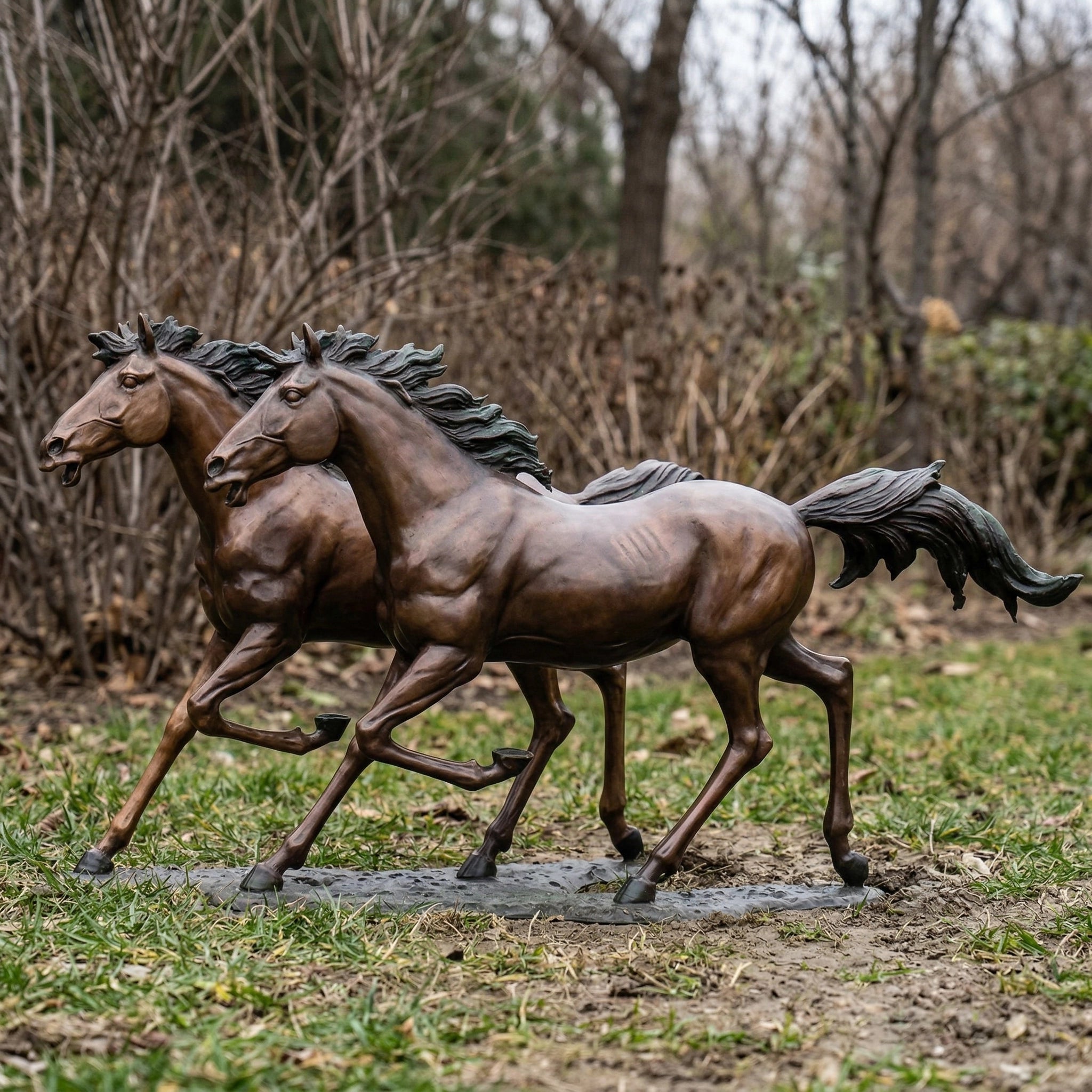 Vela-Bronze--Brass-Galloping-Horses-Sculpture-Outdoor-Placement-VSBS-4729-01