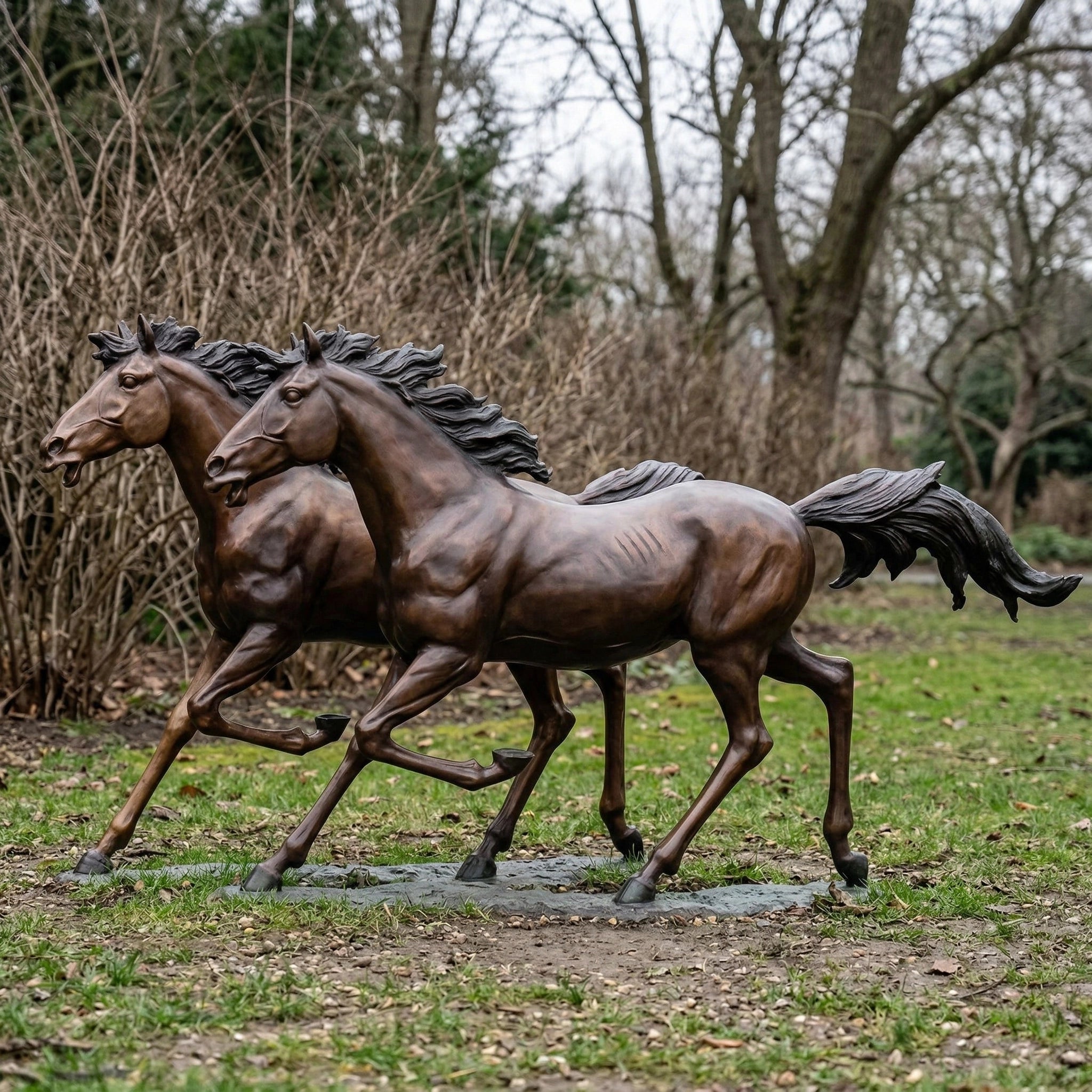 Vela-Bronze--Brass-Galloping-Horses-Sculpture-Outdoor-Placement-VSBS-4729-02