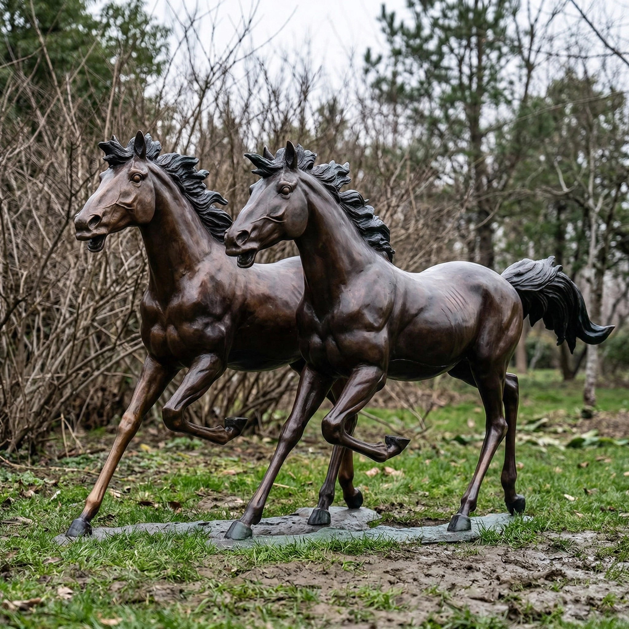 Vela-Bronze--Brass-Galloping-Horses-Sculpture-Outdoor-Placement-VSBS-4729-04