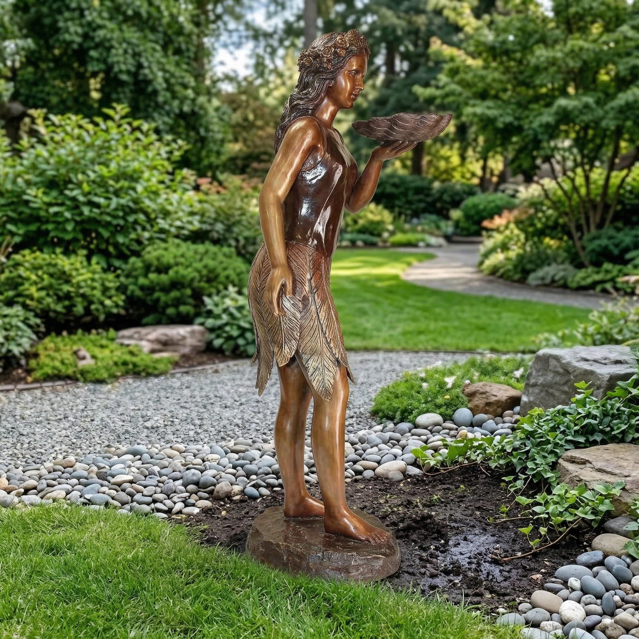 Vela-Bronze--Brass-Garden-Maiden-Sculpture-Shell-Bowl-Birdbath-VSBS-7294-02