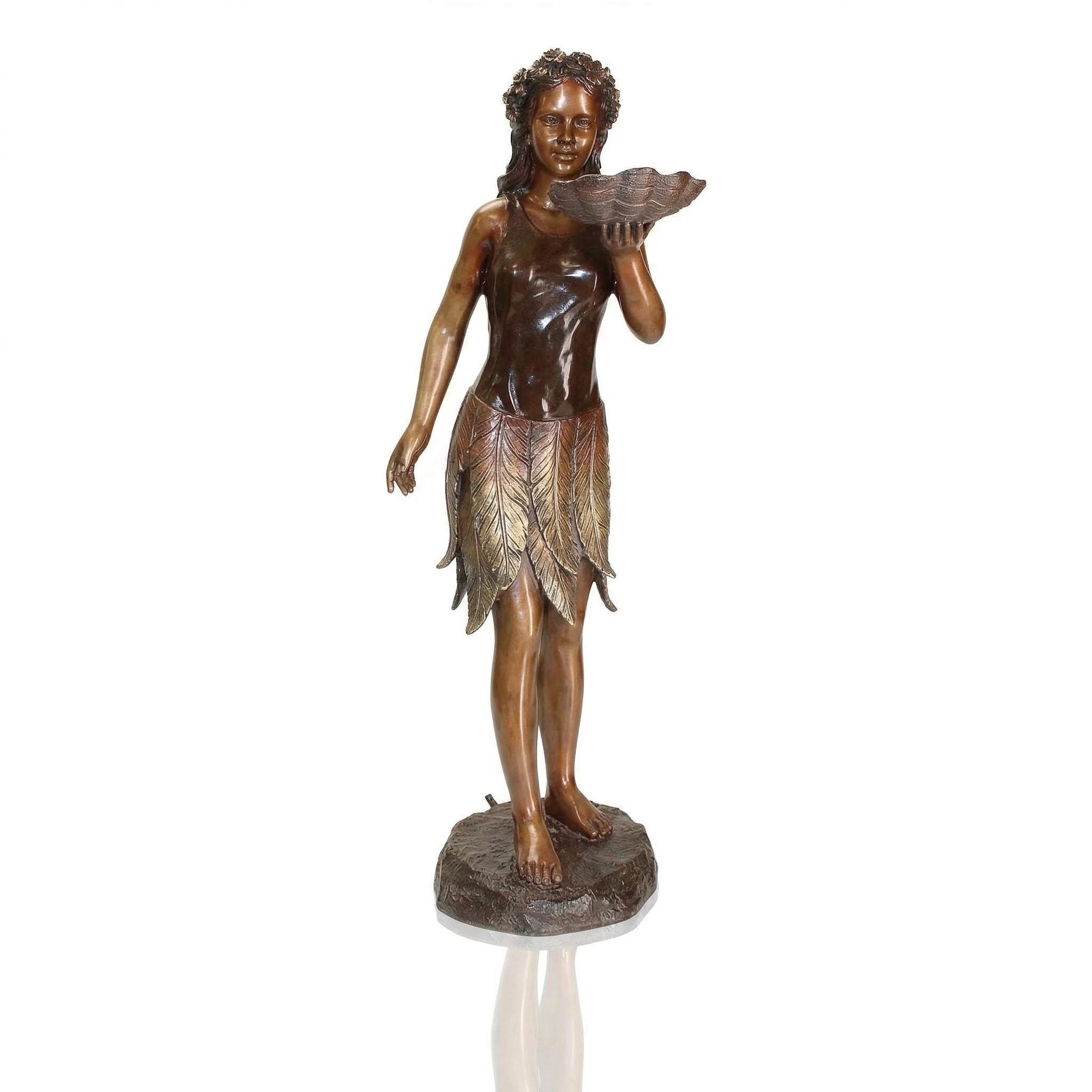 Vela-Bronze--Brass-Garden-Maiden-Sculpture-Shell-Bowl-Birdbath-VSBS-7294-05