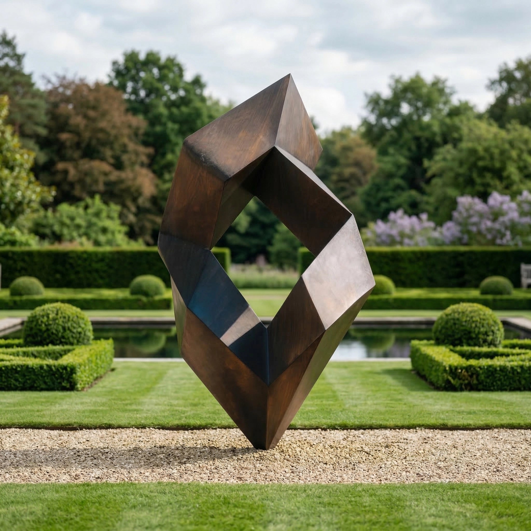 Vela-Bronze--Brass-Geometric-Loop-Sculpture-Garden-Placement-VSBS-8426-01