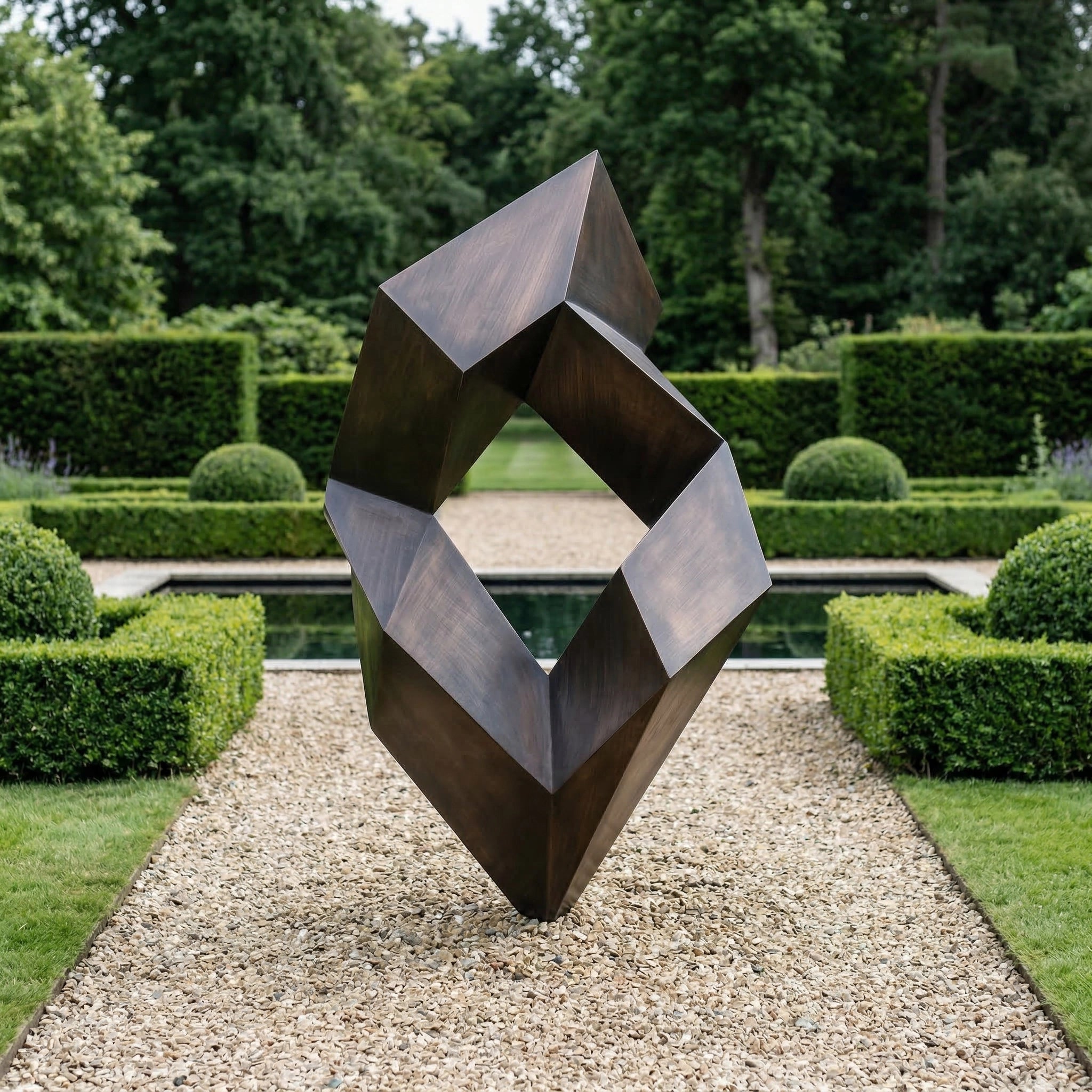 Vela-Bronze--Brass-Geometric-Loop-Sculpture-Garden-Placement-VSBS-8426-02
