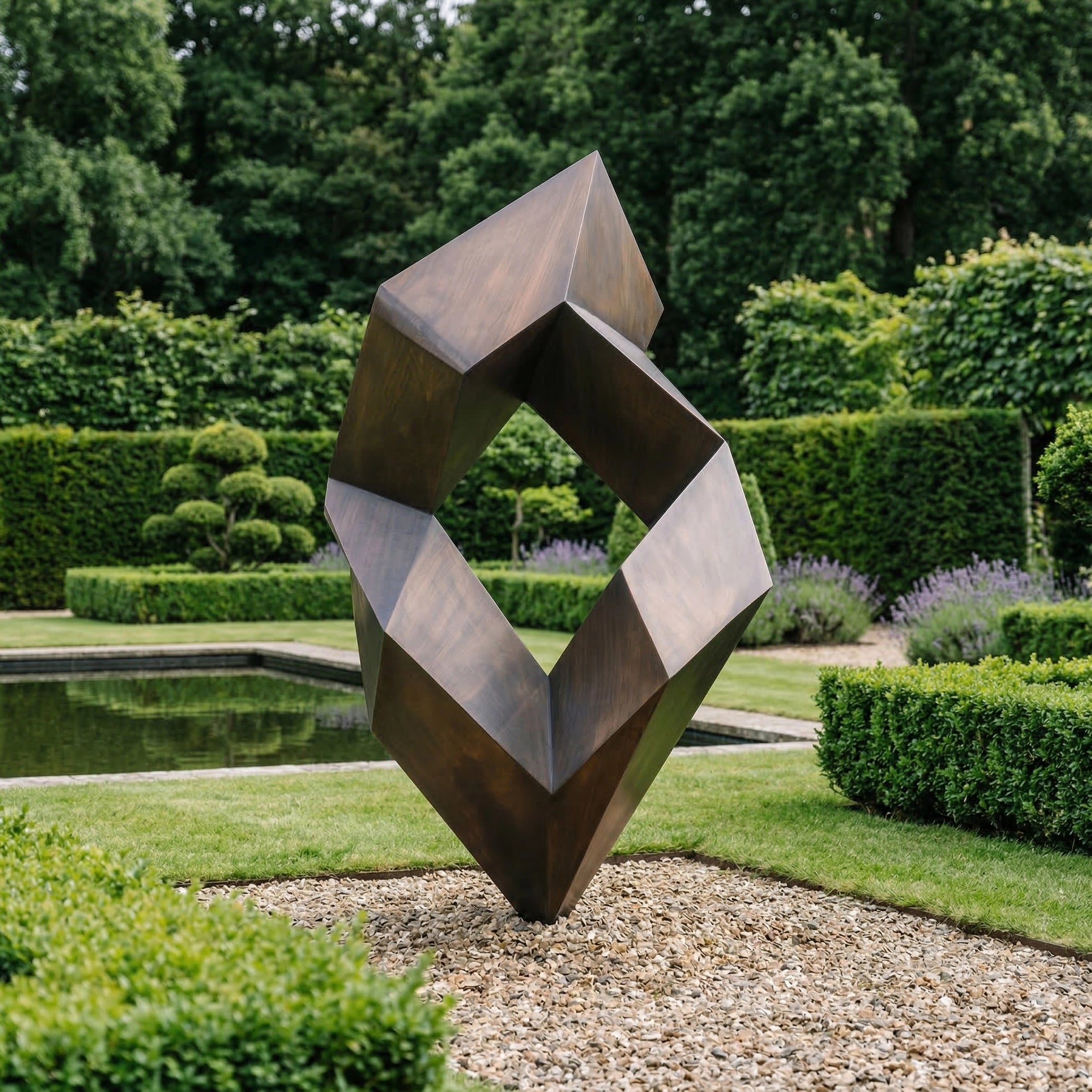 Vela-Bronze--Brass-Geometric-Loop-Sculpture-Garden-Placement-VSBS-8426-03