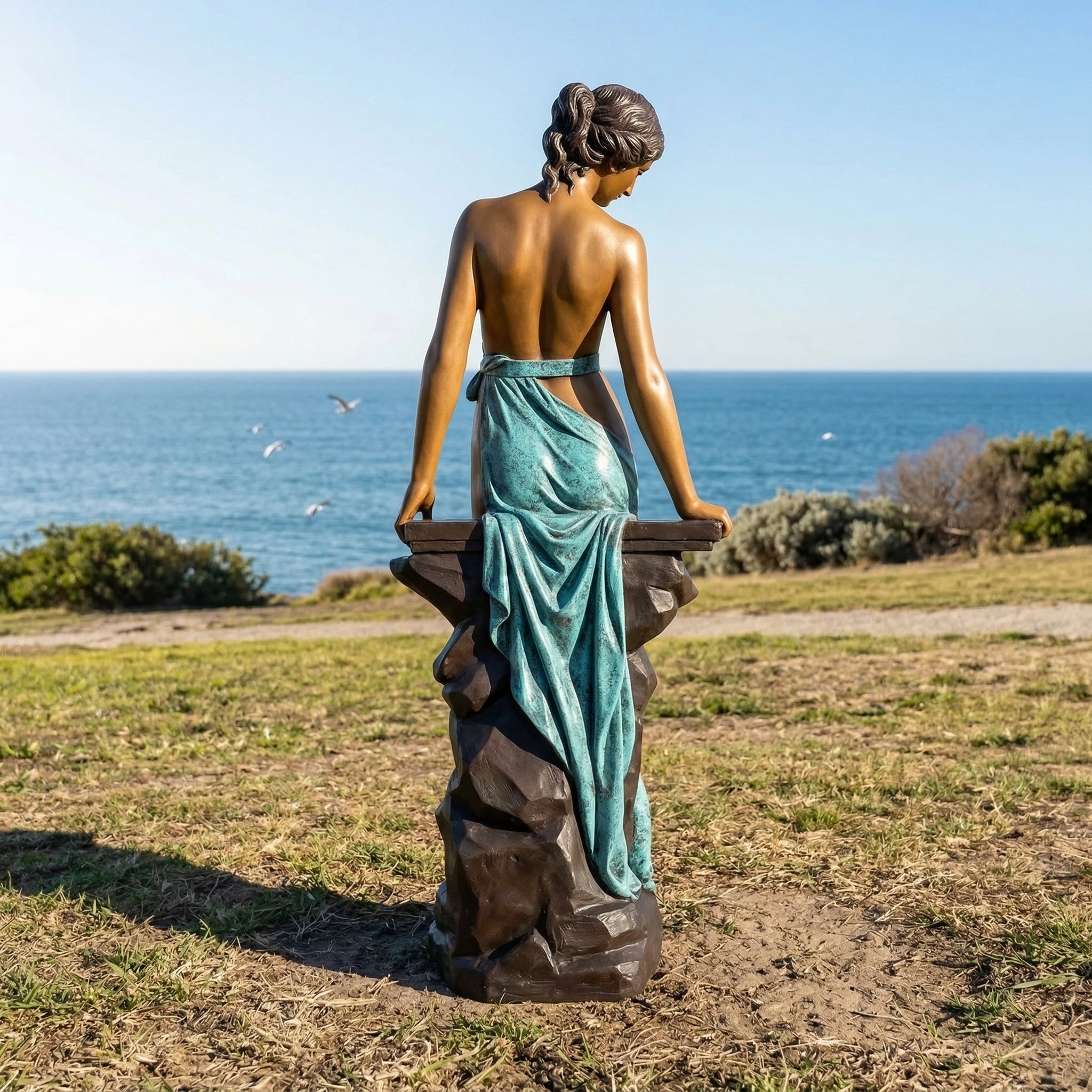 Vela-Bronze--Brass-Graceful-Female-Figure-Sculpture-Patina-Drapery-on-Pedestal-VSBS-917-02