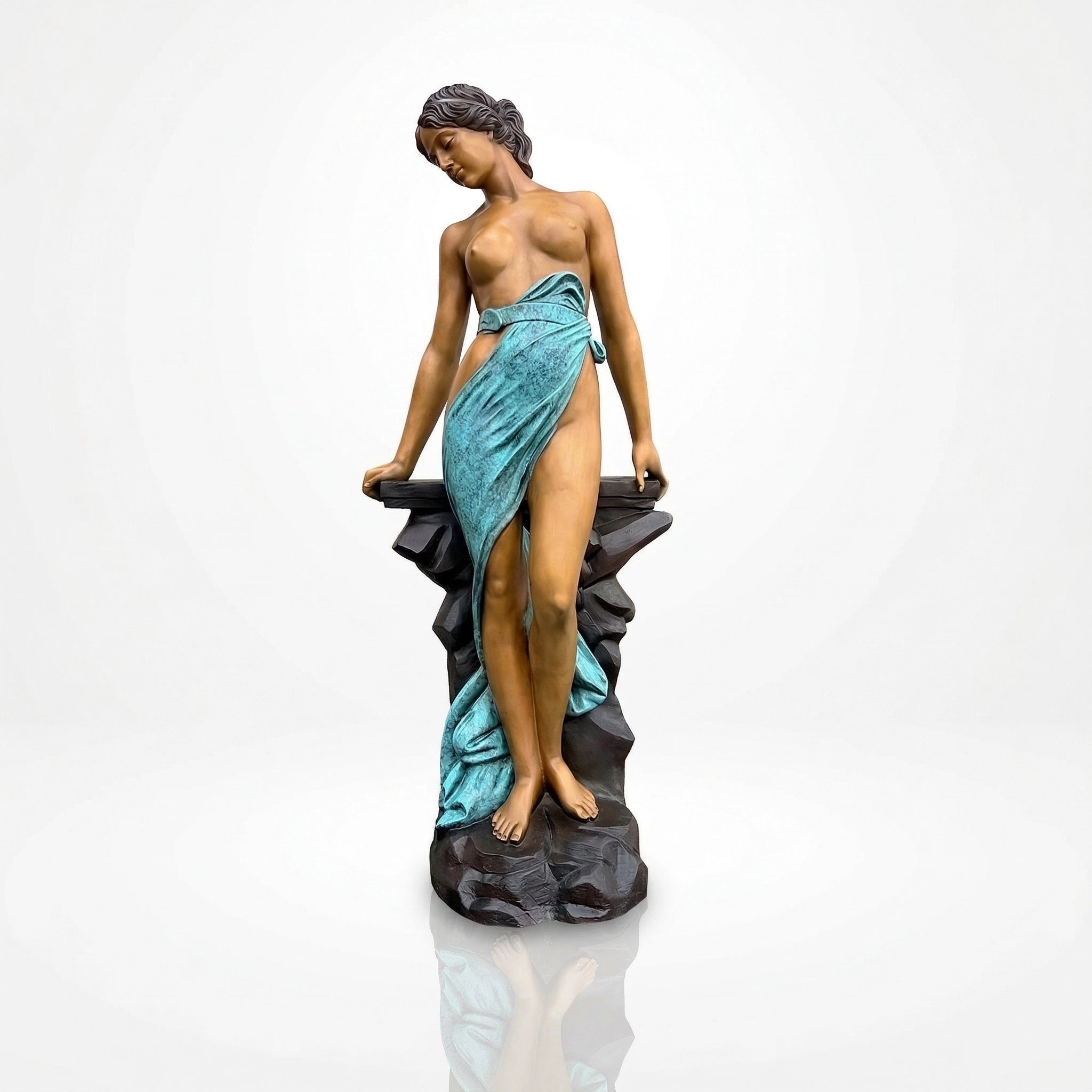 Vela-Bronze--Brass-Graceful-Female-Figure-Sculpture-Patina-Drapery-on-Pedestal-VSBS-917-05