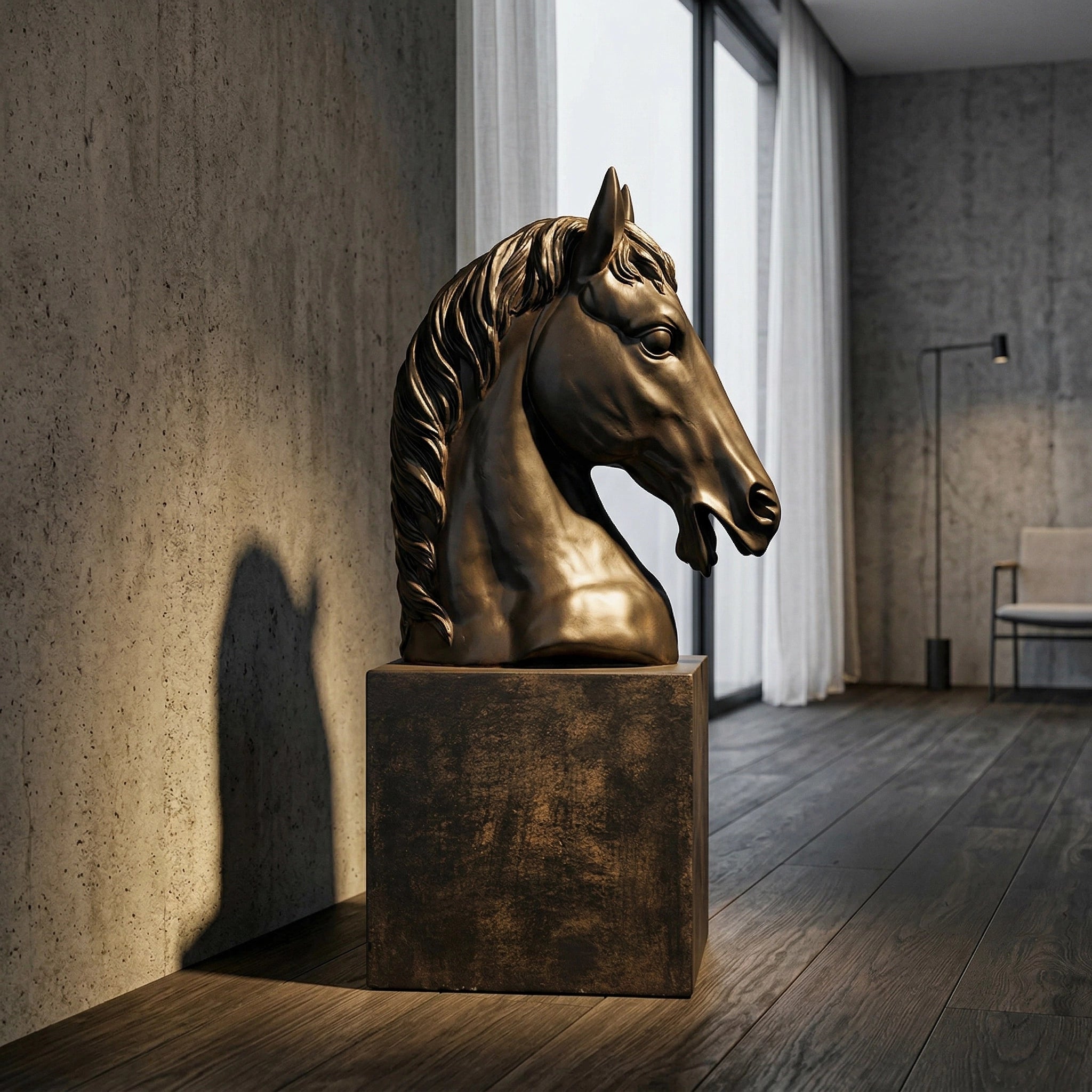Vela-Bronze--Brass-Horse-Bust-Sculpture-Console-Pedestal-VSBS-4462-02