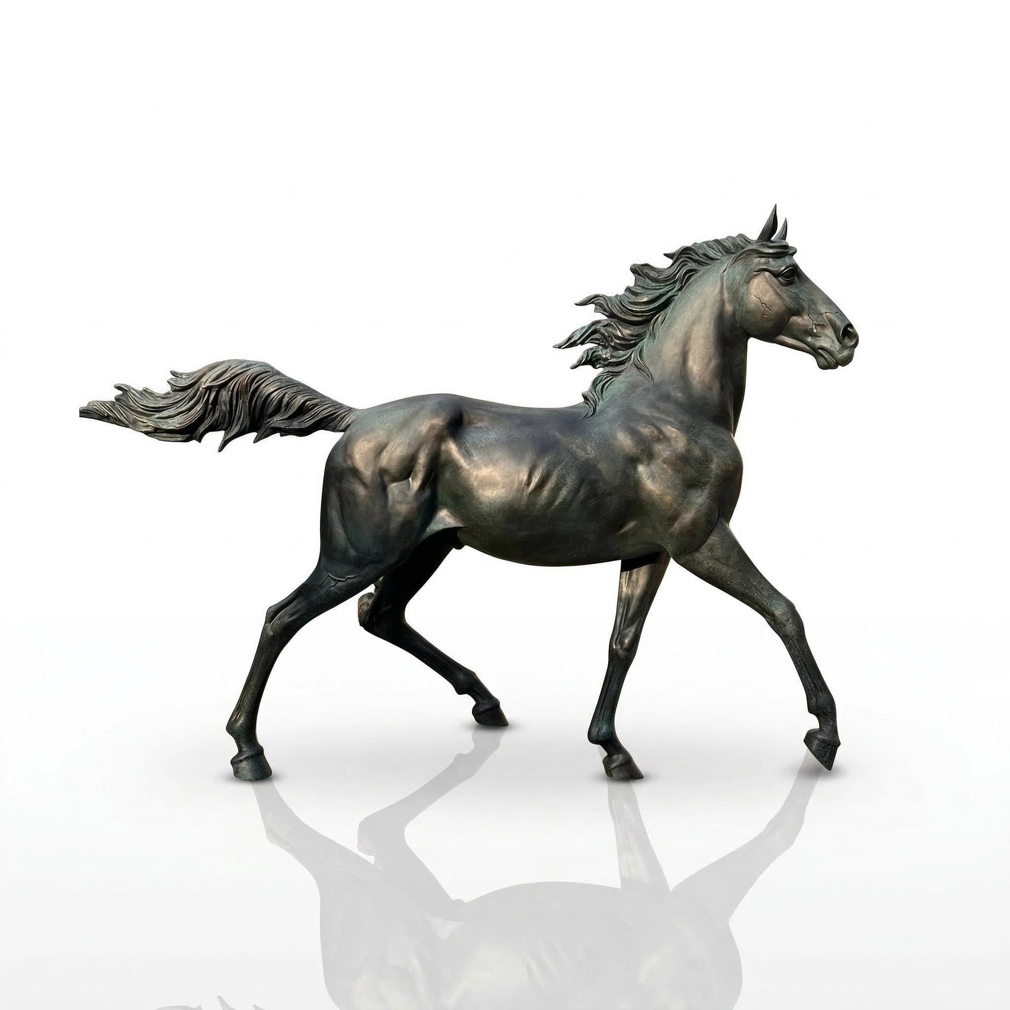 Vela-Bronze--Brass-Horse-Sculpture-Courtyard-Plinth-VSBS-8119-06