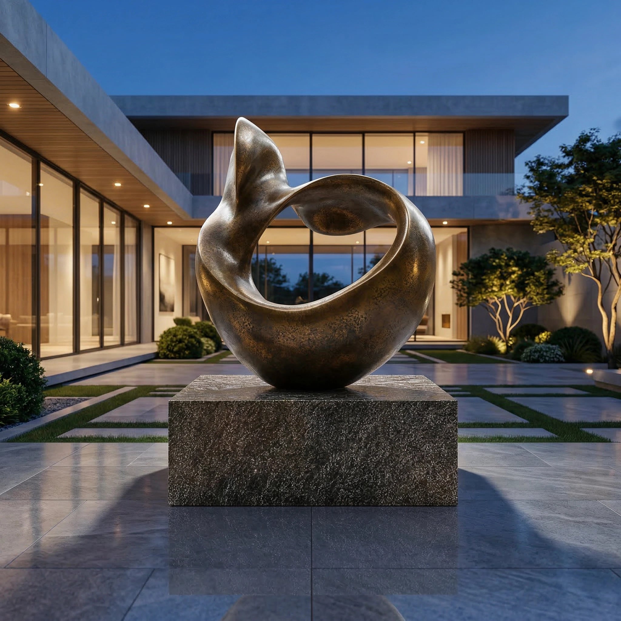 Vela-Bronze--Brass-Infinite-Flow-Sculpture-Courtyard-Plinth-VSBS-8112-01