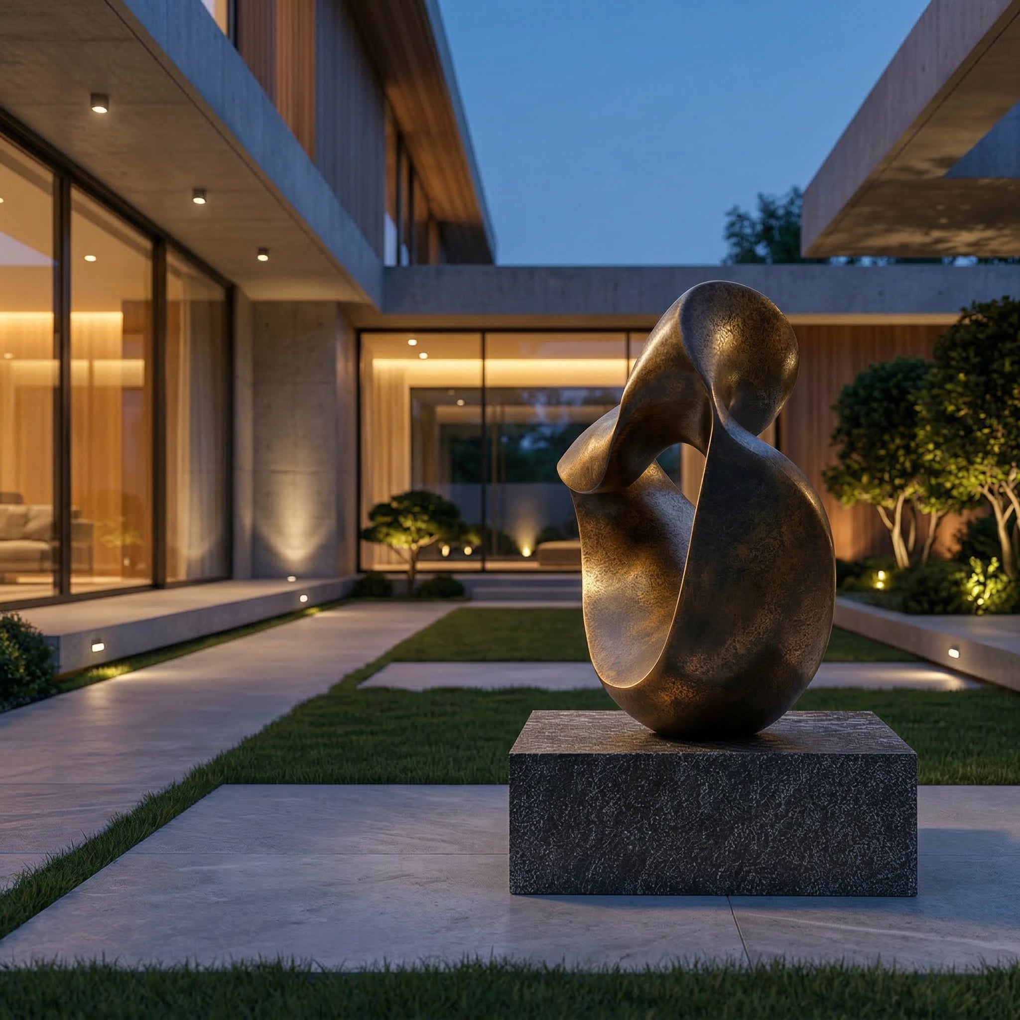 Vela-Bronze--Brass-Infinite-Flow-Sculpture-Courtyard-Plinth-VSBS-8112-02