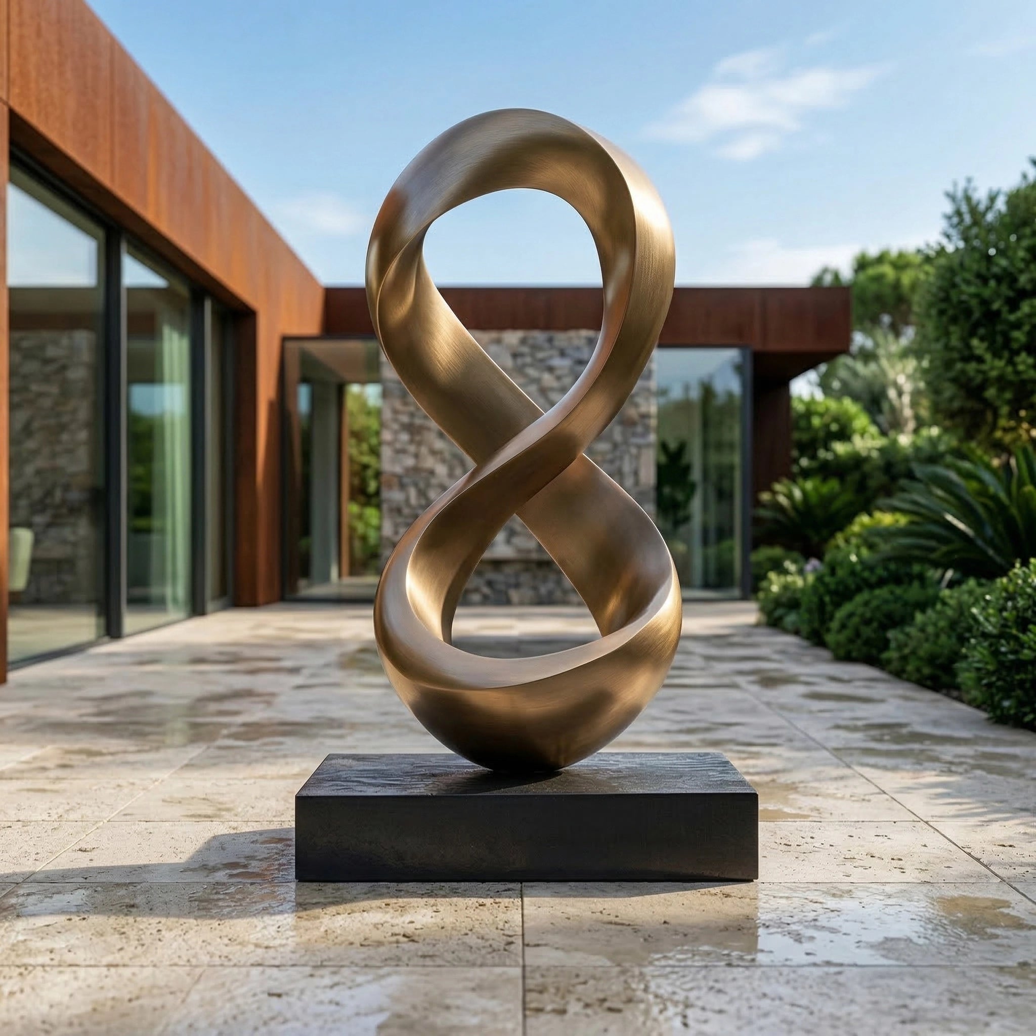 Vela-Bronze--Brass-Infinity-Loop-Sculpture-Entrance-Courtyard-VSBS-7349-01