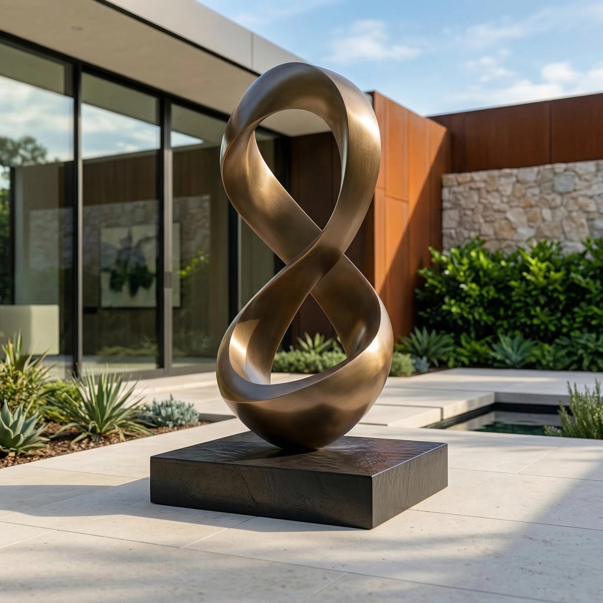 Vela-Bronze--Brass-Infinity-Loop-Sculpture-Entrance-Courtyard-VSBS-7349-02