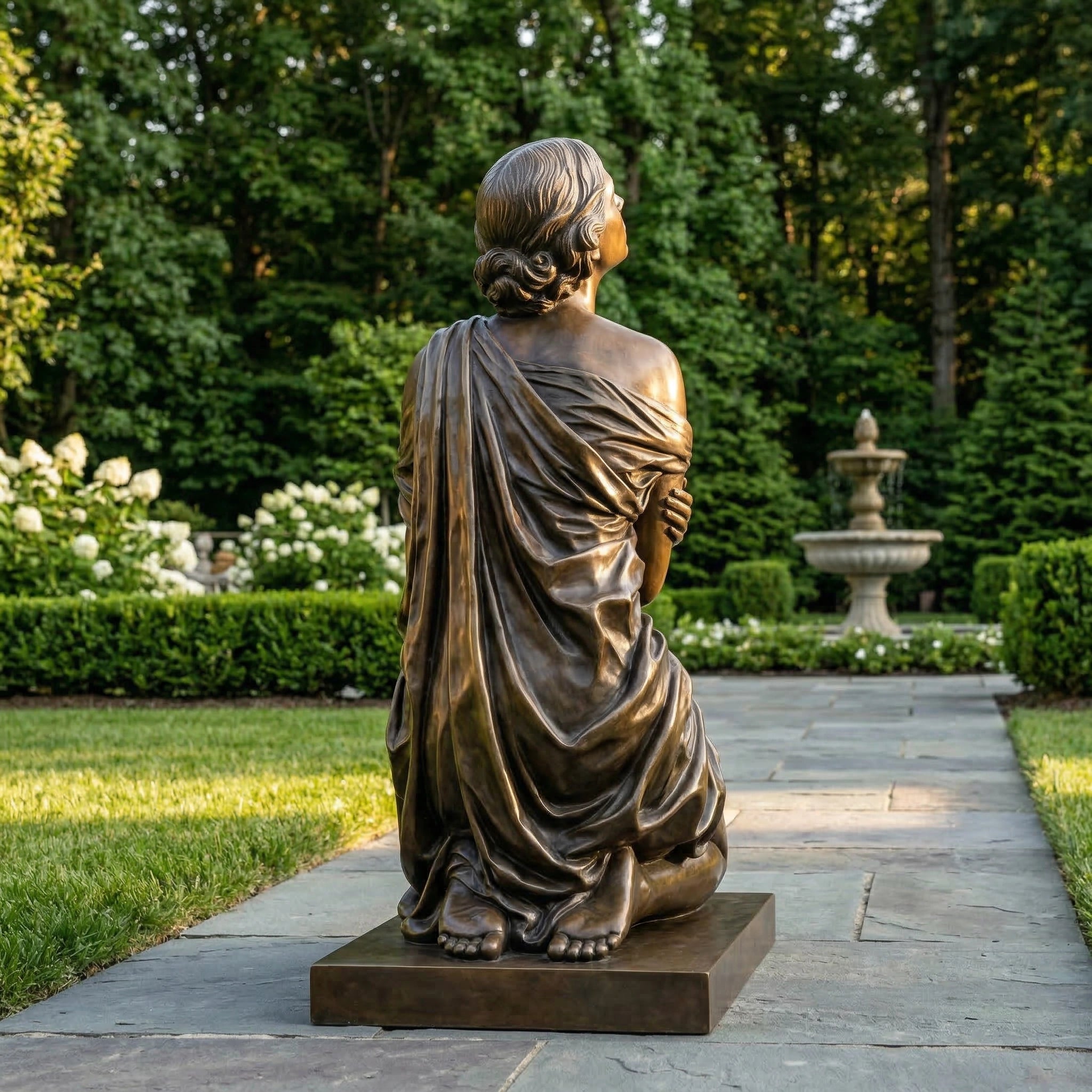 Vela-Bronze--Brass-Kneeling-Female-Figure-Sculpture-Contemplative-Garden-Placement-VSBS-7268-02