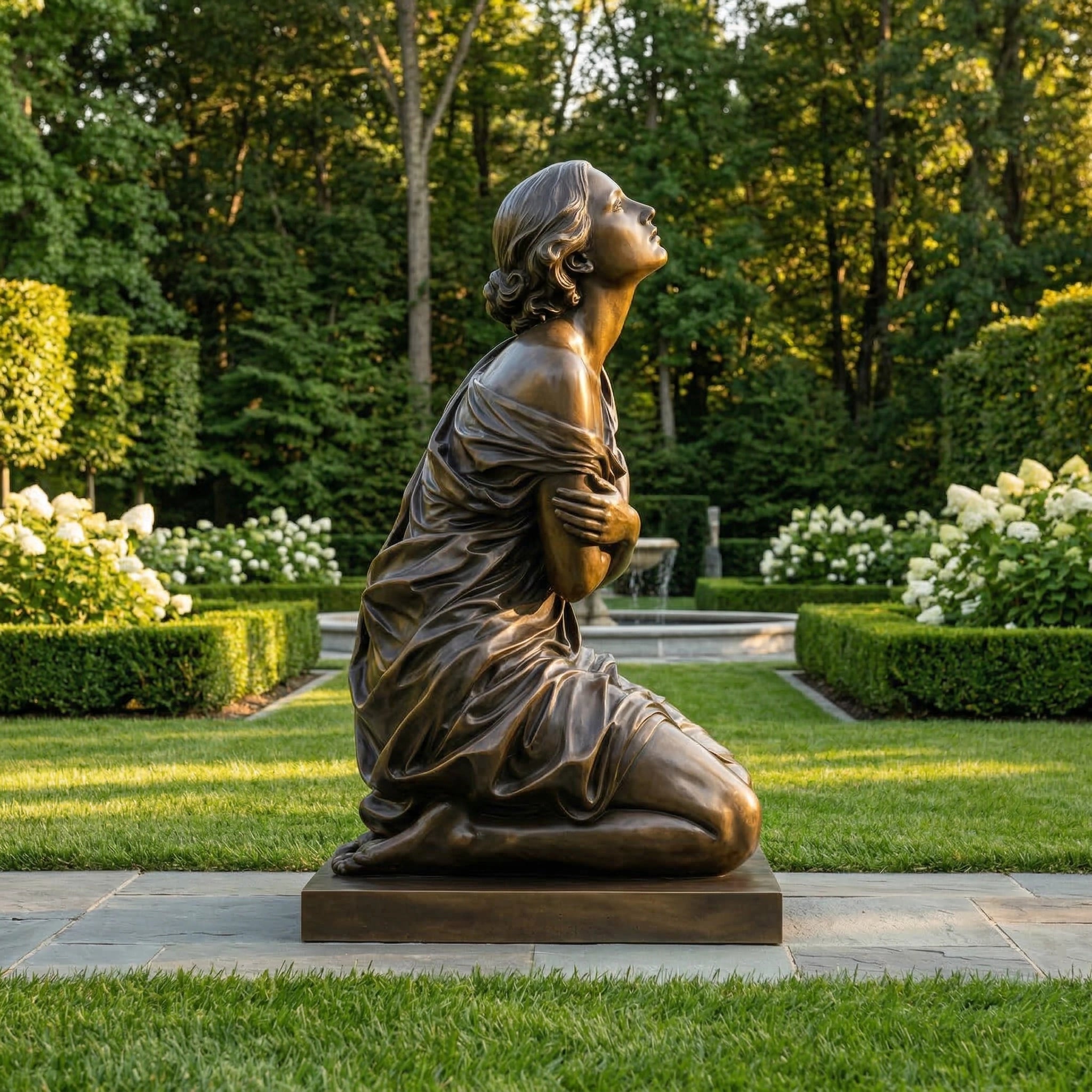 Vela-Bronze--Brass-Kneeling-Female-Figure-Sculpture-Contemplative-Garden-Placement-VSBS-7268-03