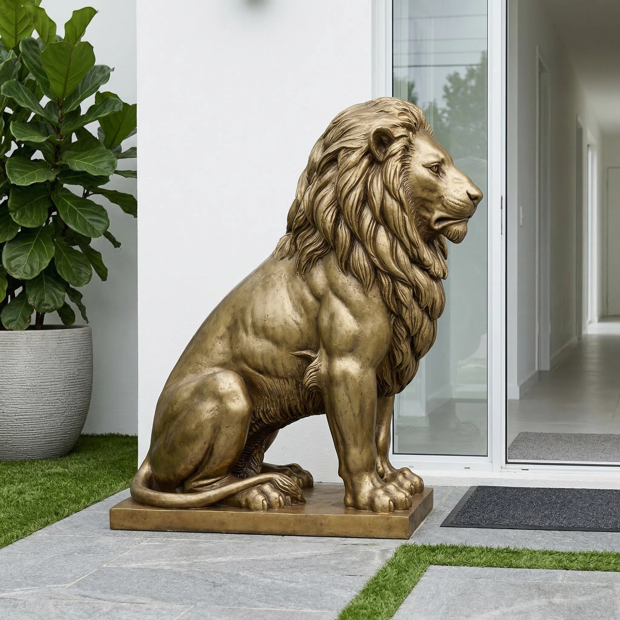 Vela-Bronze--Brass-Lion-Sculpture-Heraldic-Entrance-Guardian-VSBS-8237-03