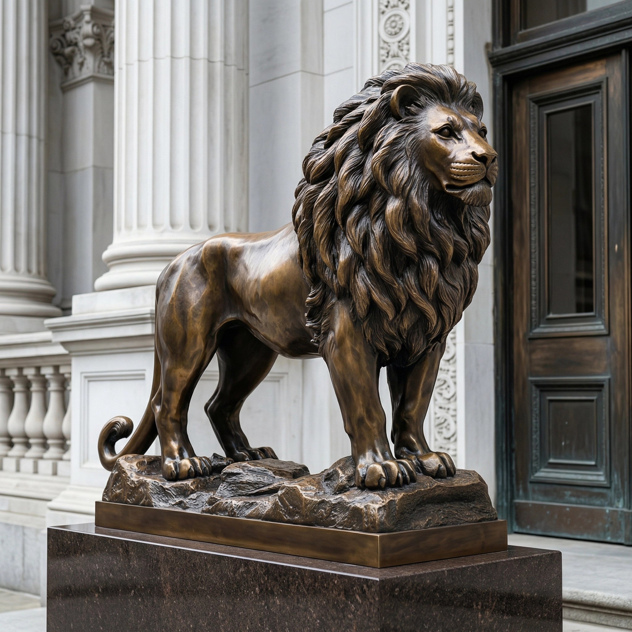 Vela-Bronze--Brass-Lion-Sculpture-Sentinel-Entrance-VSBS-6914-01