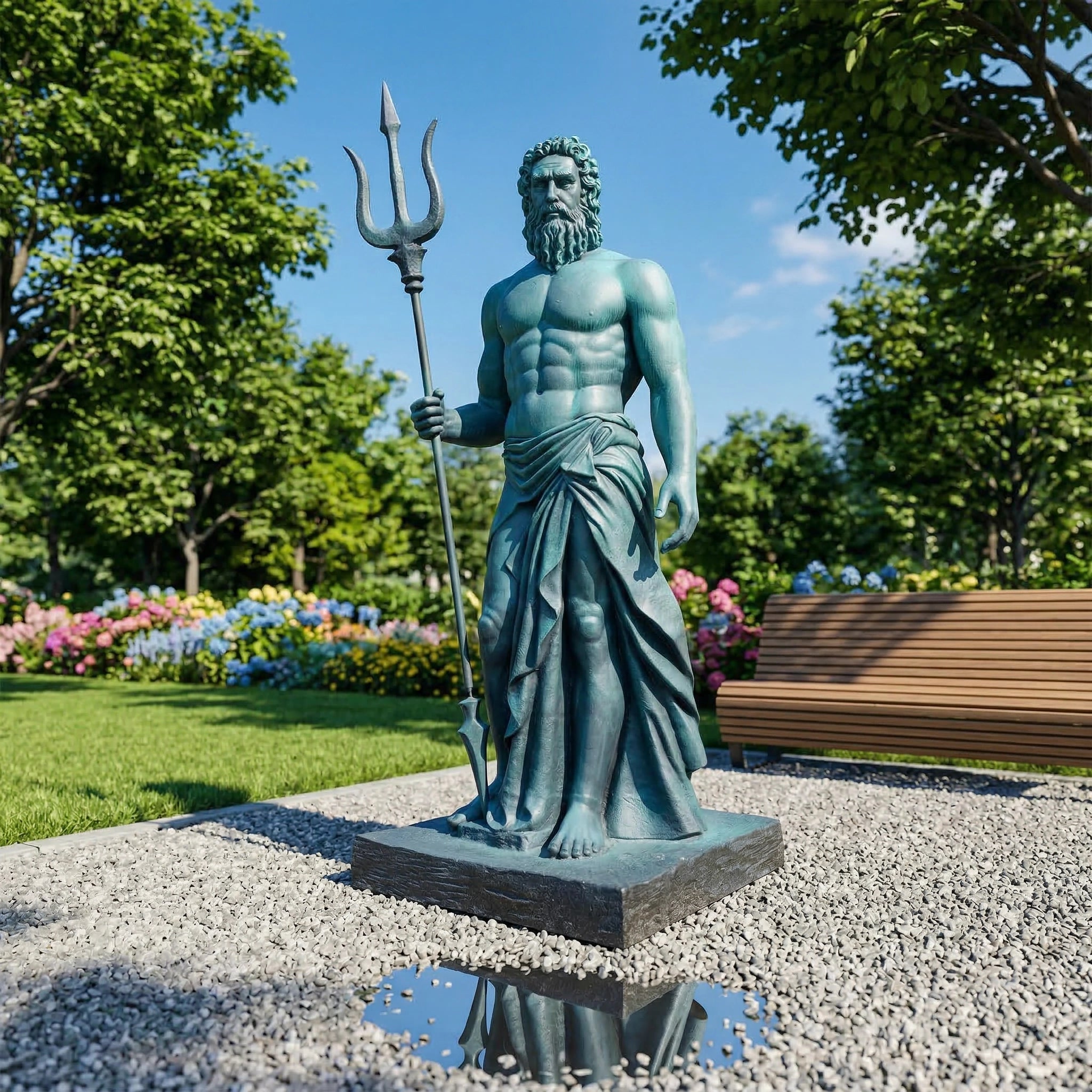 Vela-Bronze--Brass-Neptune-Poseidon-Sculpture-Front-Facing-Trident-VSBS-864-05
