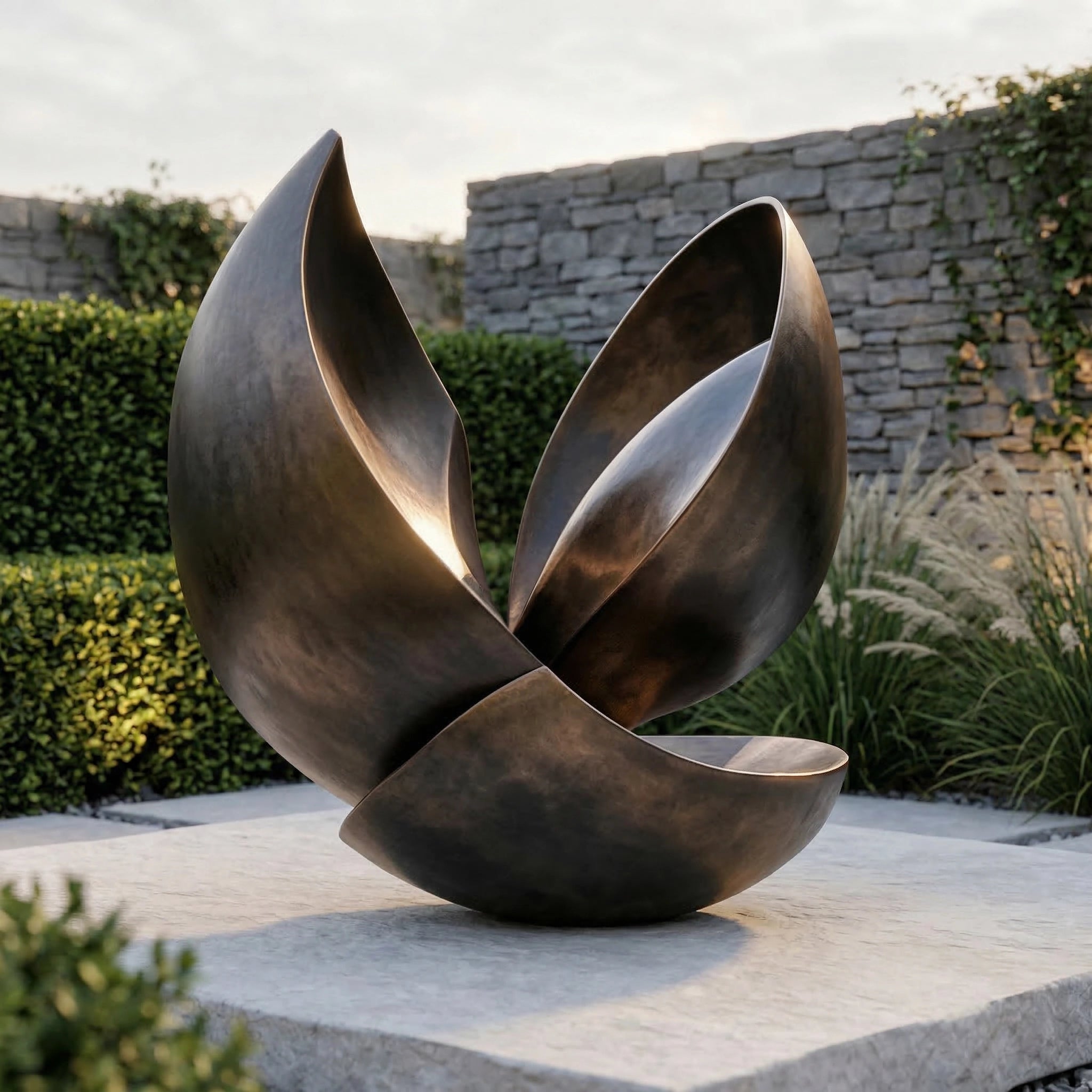 Vela-Bronze--Brass-Organic-Bloom-Sculpture-Garden-Plinth-VSBS-7036-01