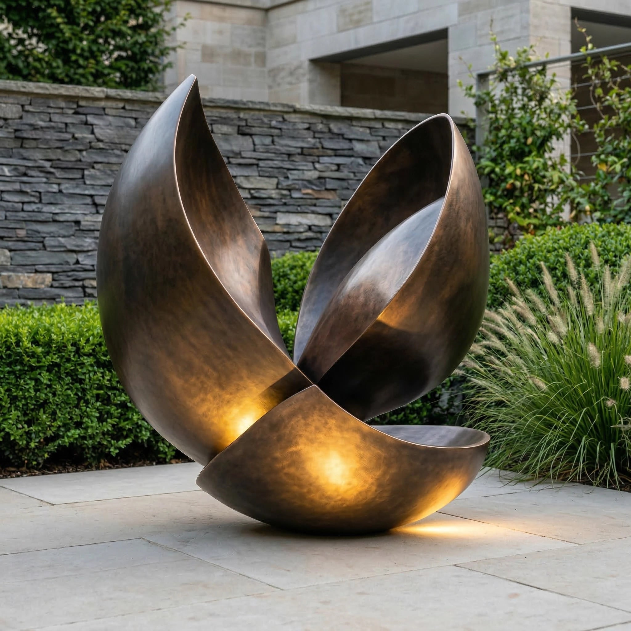 Vela-Bronze--Brass-Organic-Bloom-Sculpture-Garden-Plinth-VSBS-7036-02