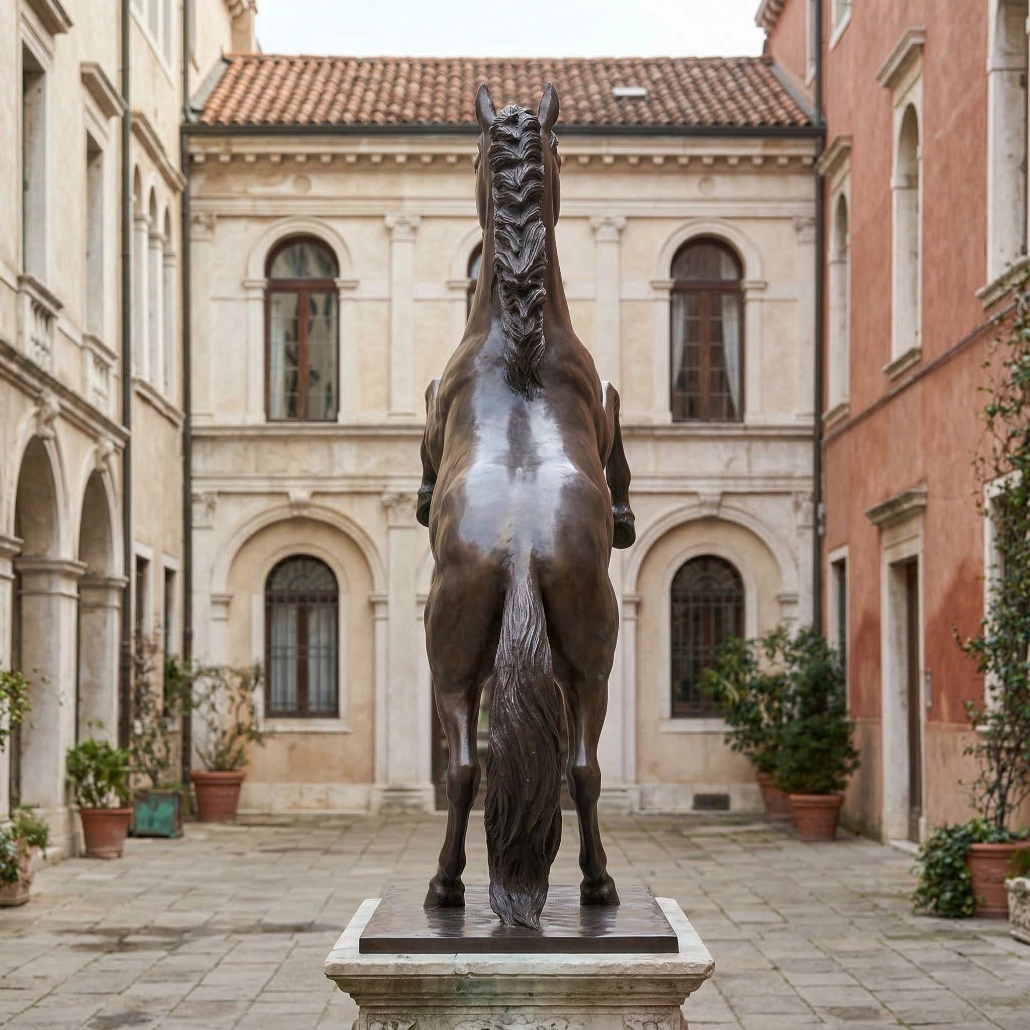 Vela-Bronze--Brass-Rearing-Horse-Sculpture-Courtyard-Pedestal-VSBS-5268-02