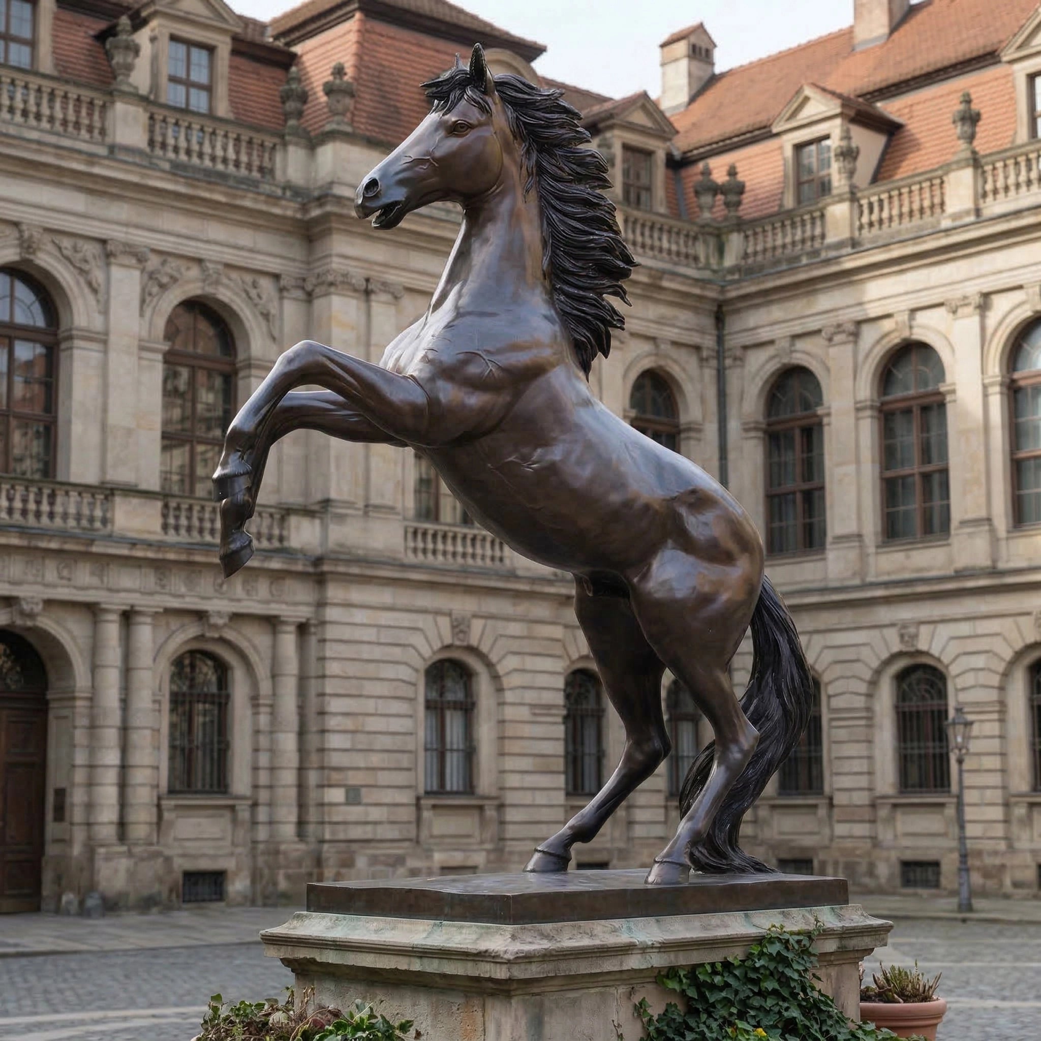 Vela-Bronze--Brass-Rearing-Horse-Sculpture-Courtyard-Pedestal-VSBS-5268-03