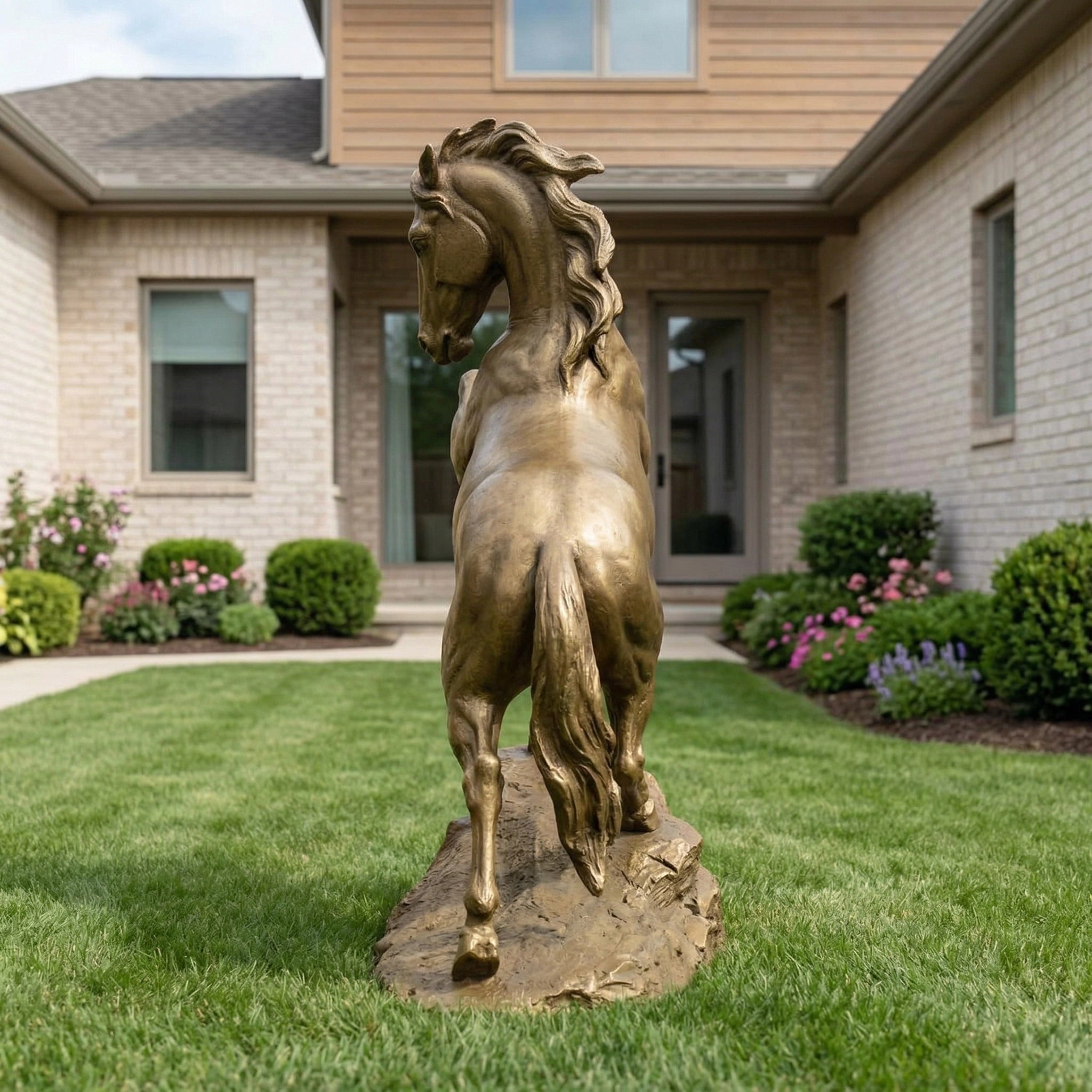 Vela-Bronze--Brass-Rearing-Horse-Sculpture-Entrance--Driveway-VSBS-5193-01