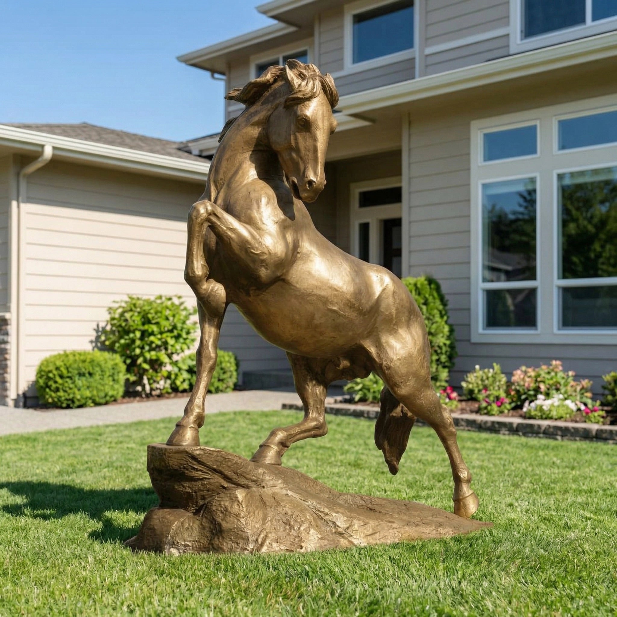 Vela-Bronze--Brass-Rearing-Horse-Sculpture-Entrance--Driveway-VSBS-5193-04