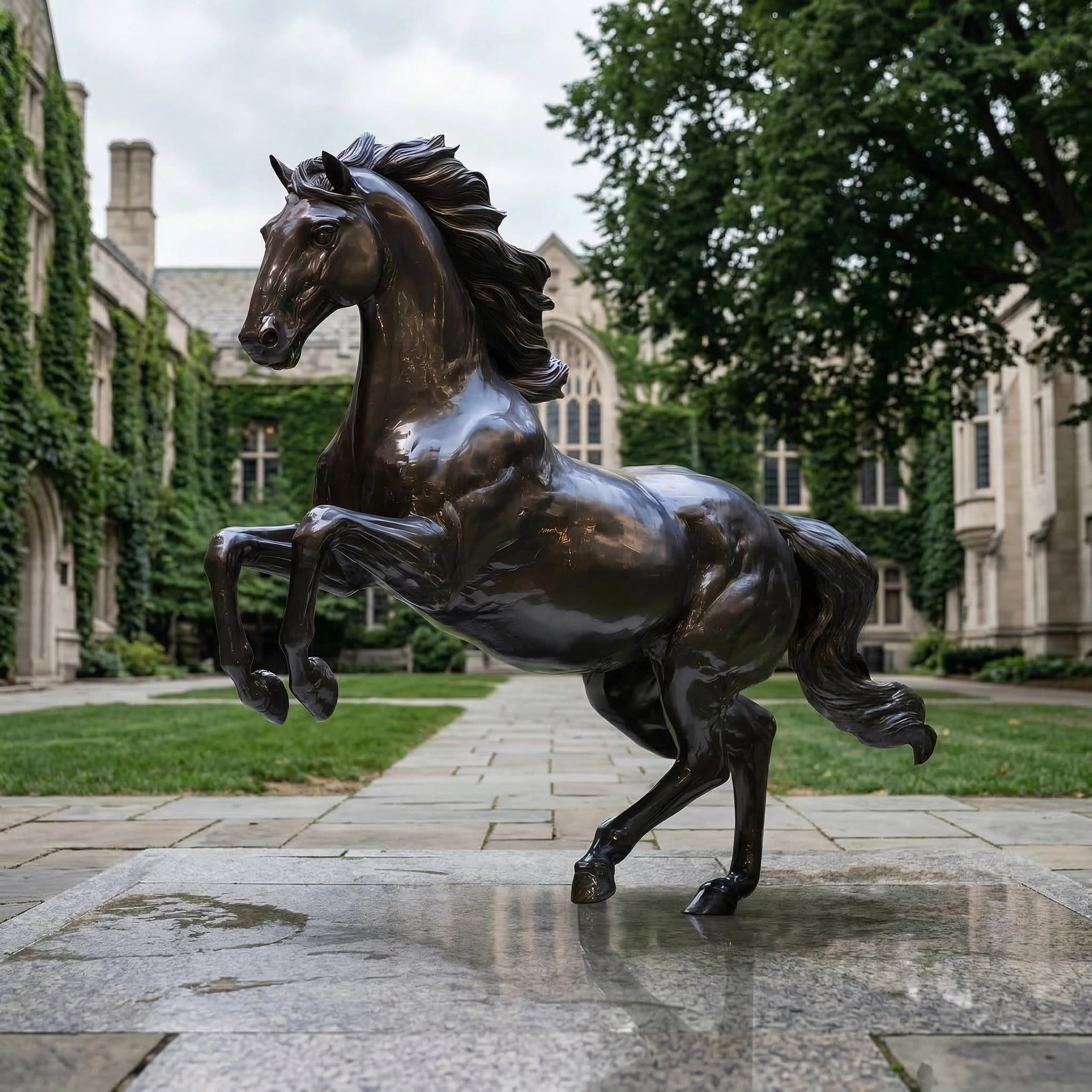 Vela-Bronze--Brass-Rearing-Horse-Sculpture-Entrance--Driveway-VSBS-8621-01