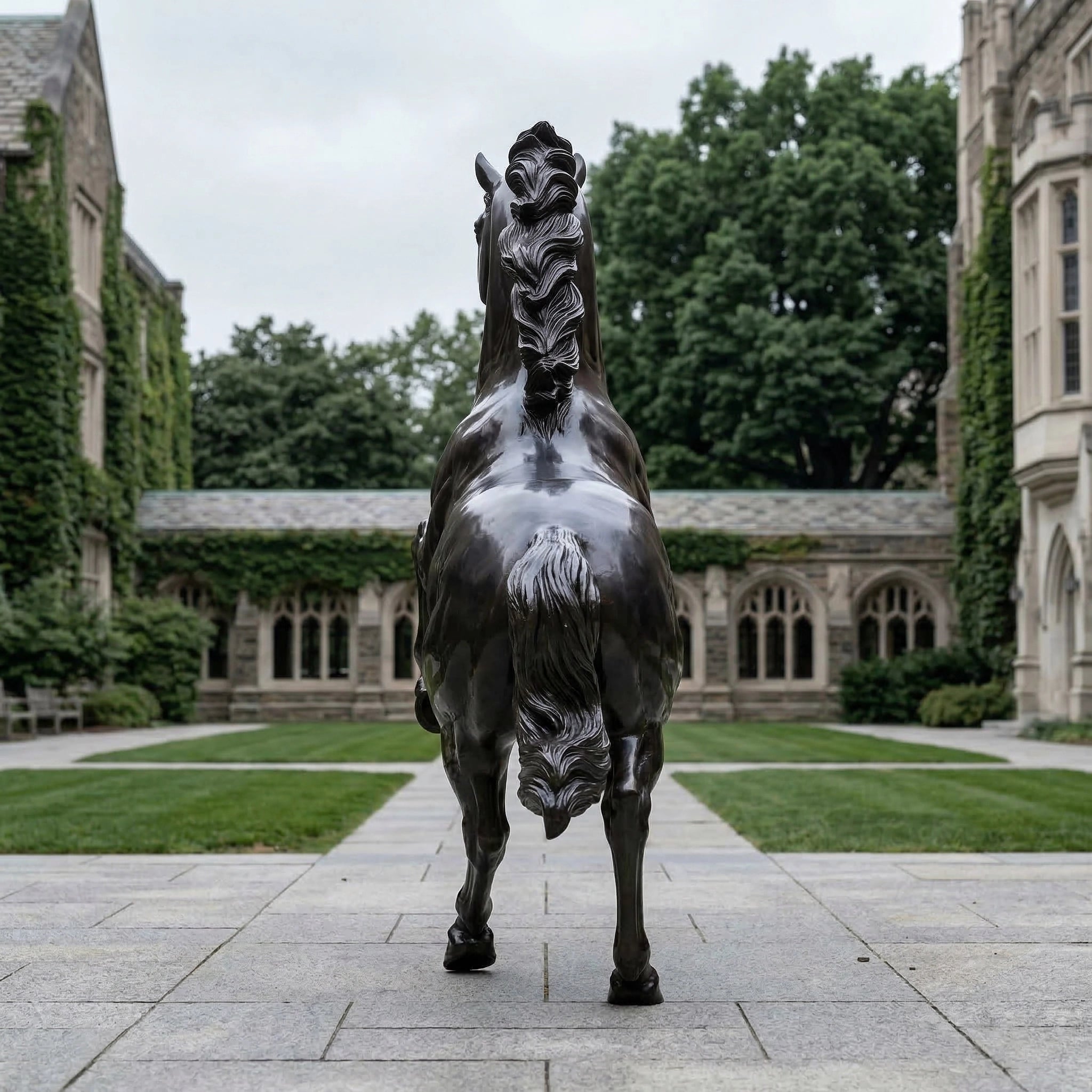 Vela-Bronze--Brass-Rearing-Horse-Sculpture-Entrance--Driveway-VSBS-8621-02