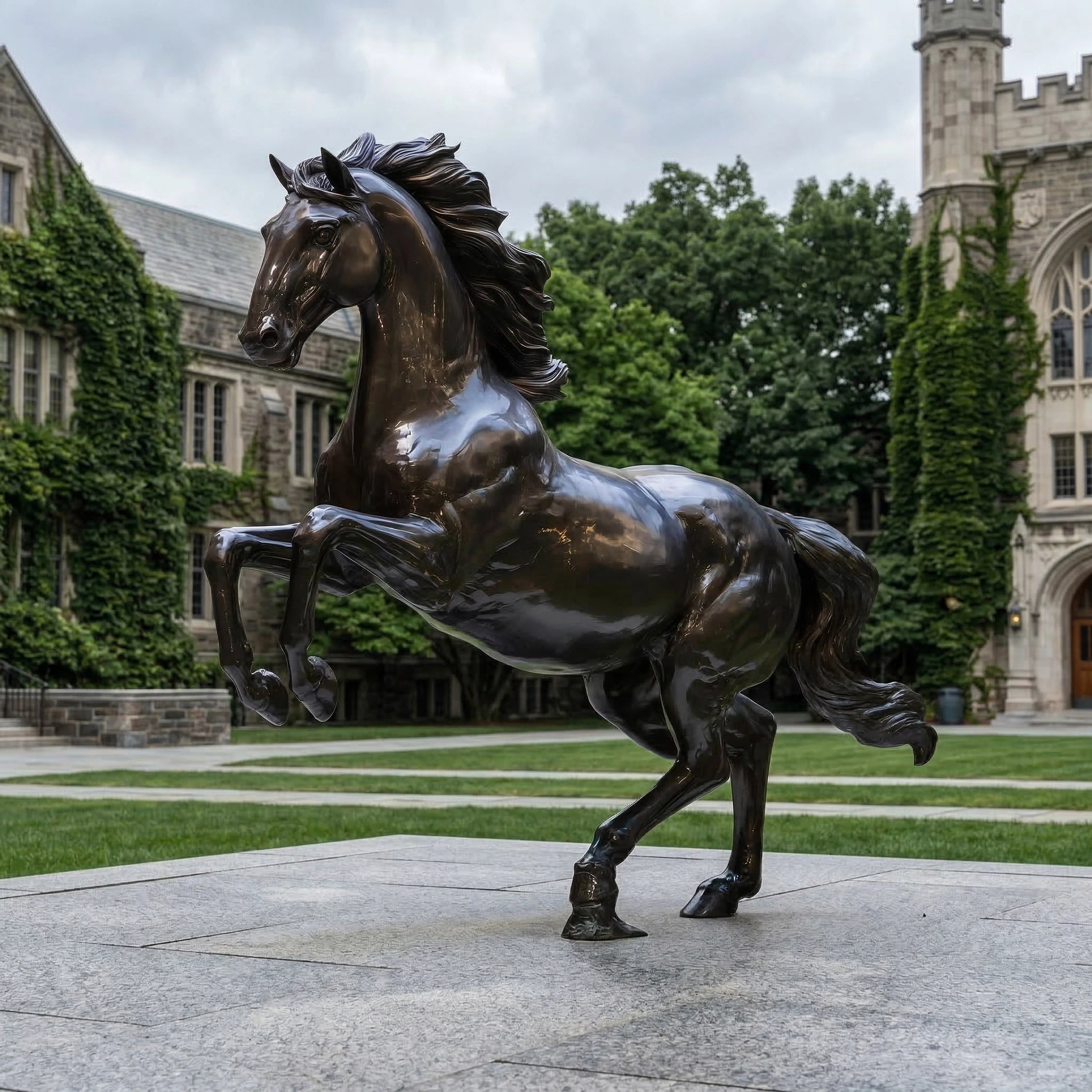 Vela-Bronze--Brass-Rearing-Horse-Sculpture-Entrance--Driveway-VSBS-8621-03