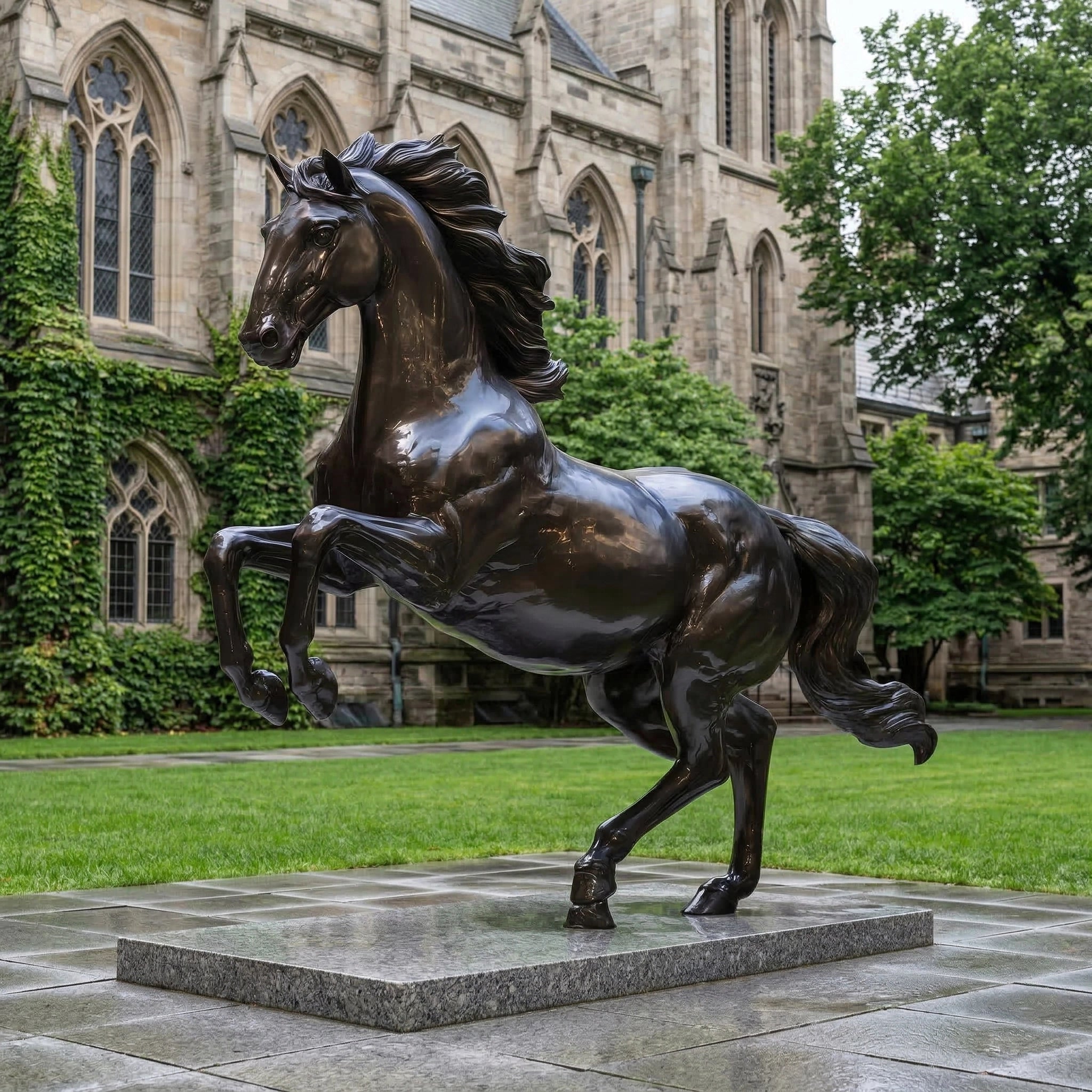 Vela-Bronze--Brass-Rearing-Horse-Sculpture-Entrance--Driveway-VSBS-8621-04
