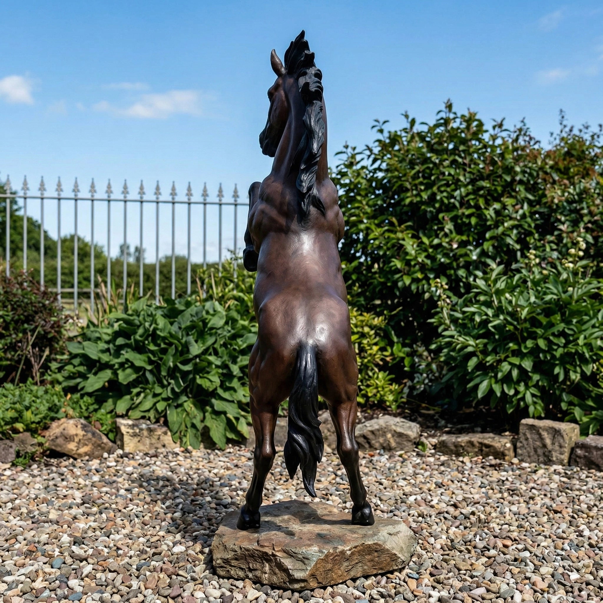 Vela-Bronze--Brass-Rearing-Horse-Sculpture-Entrance-Driveway-VSBS-9271-01