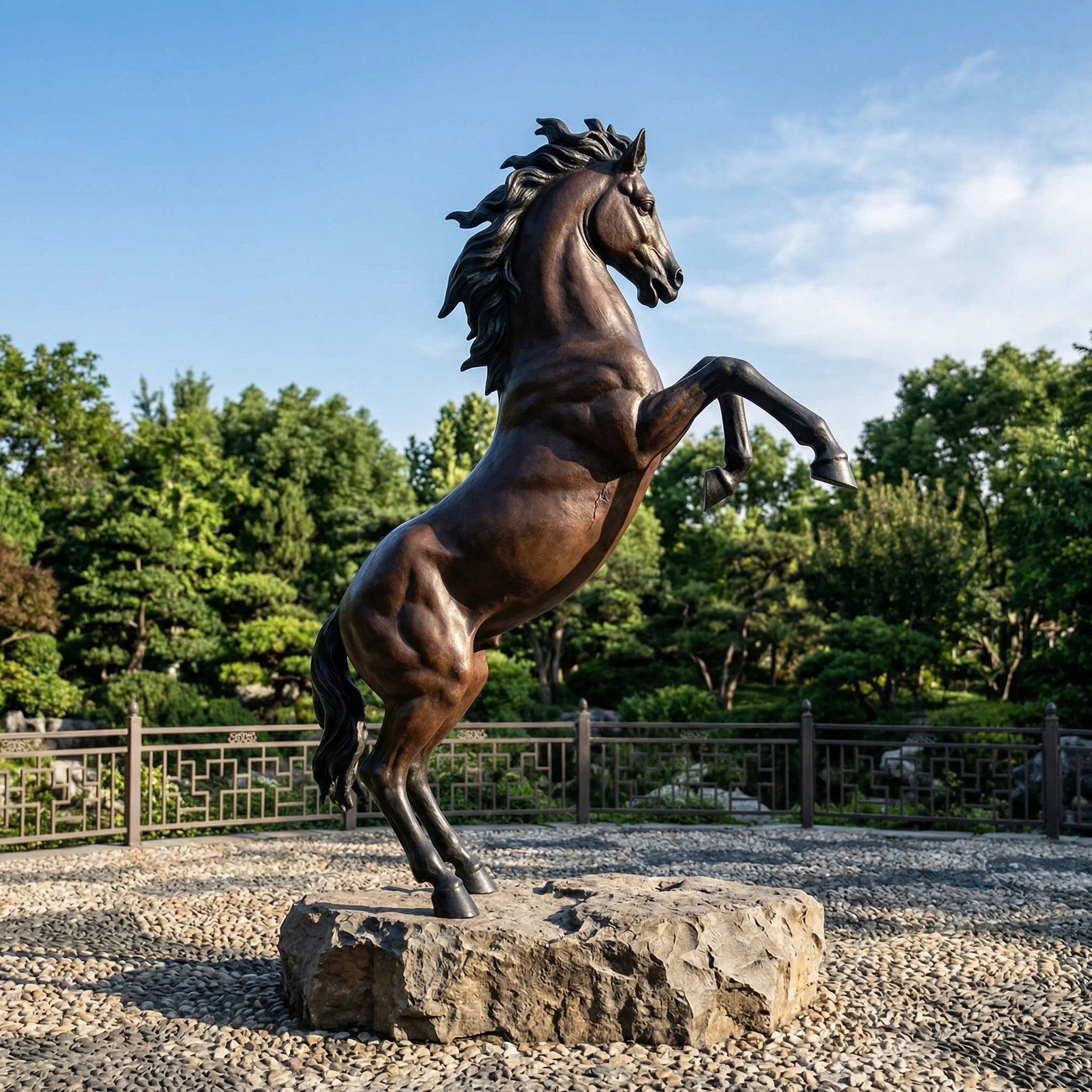 Vela-Bronze--Brass-Rearing-Horse-Sculpture-Entrance-Driveway-VSBS-9271-02