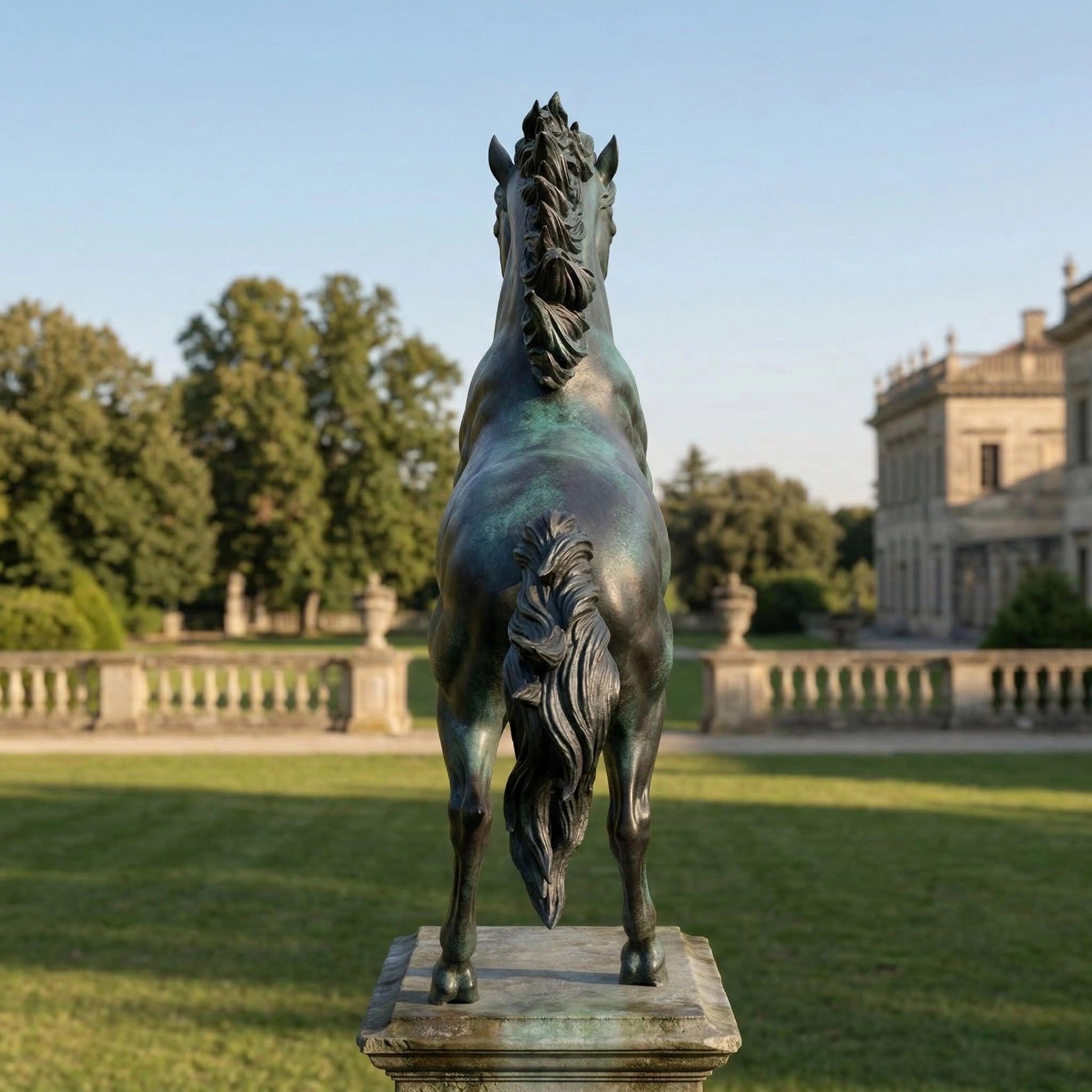 Vela-Bronze--Brass-Rearing-Horse-Sculpture-Garden-Placement-VSBS-6158-02