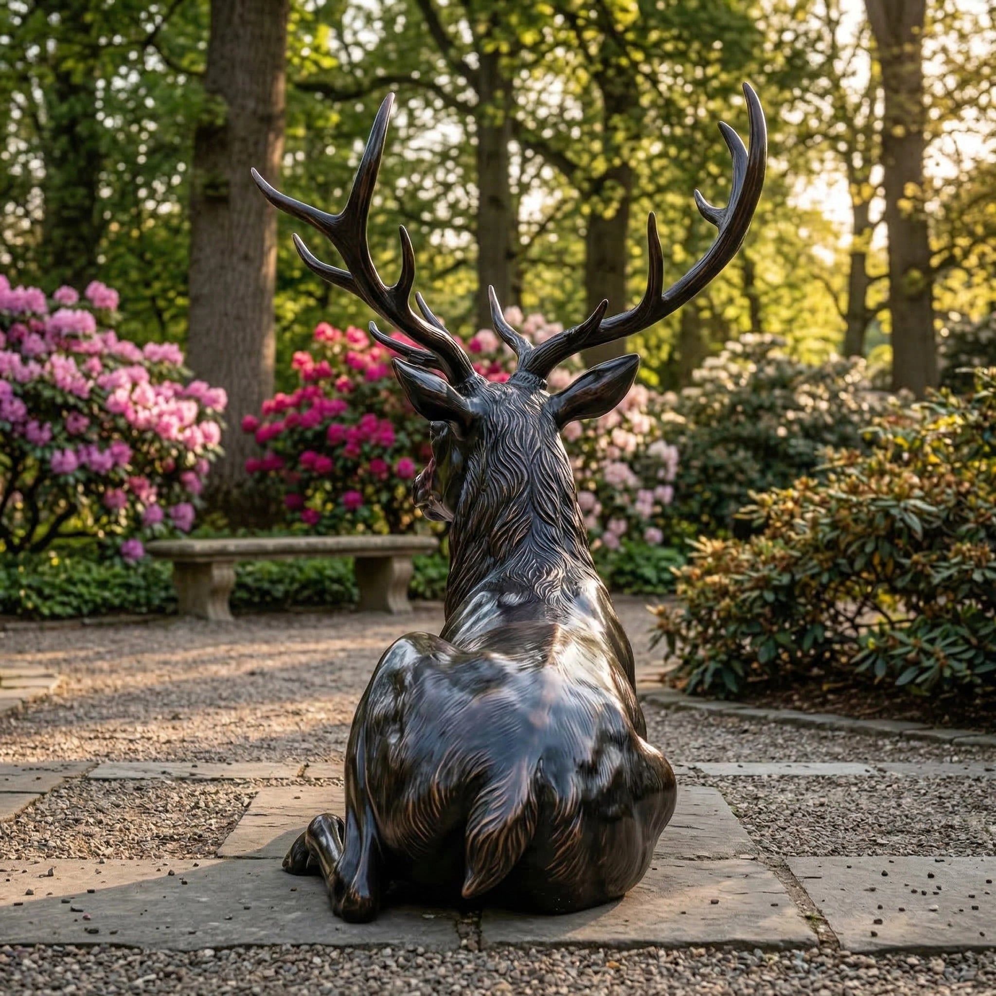 Vela-Bronze--Brass-Reclining-Stag-Sculpture-Pedestal-Garden-Display-VSBS-731-02