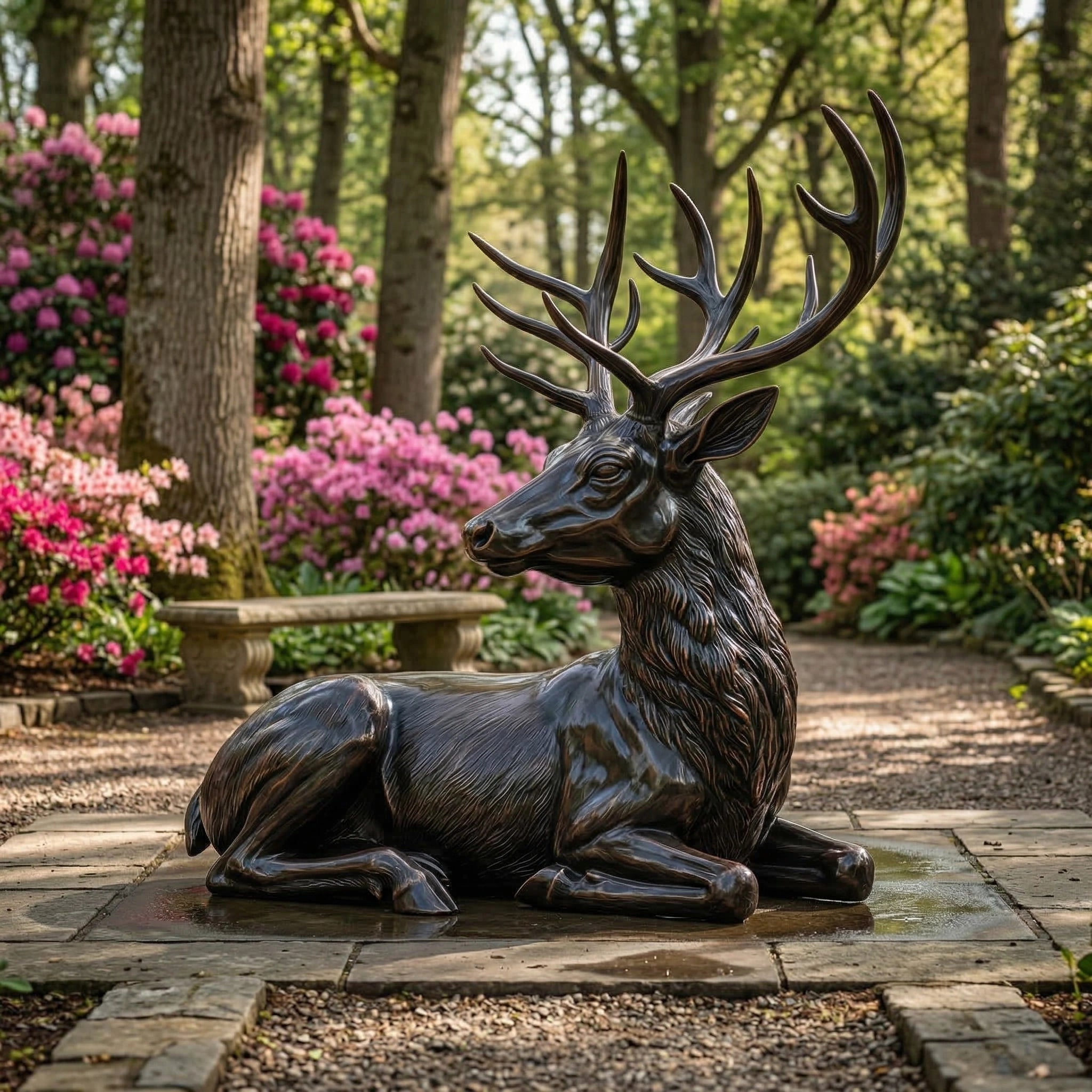 Vela-Bronze--Brass-Reclining-Stag-Sculpture-Pedestal-Garden-Display-VSBS-731-04