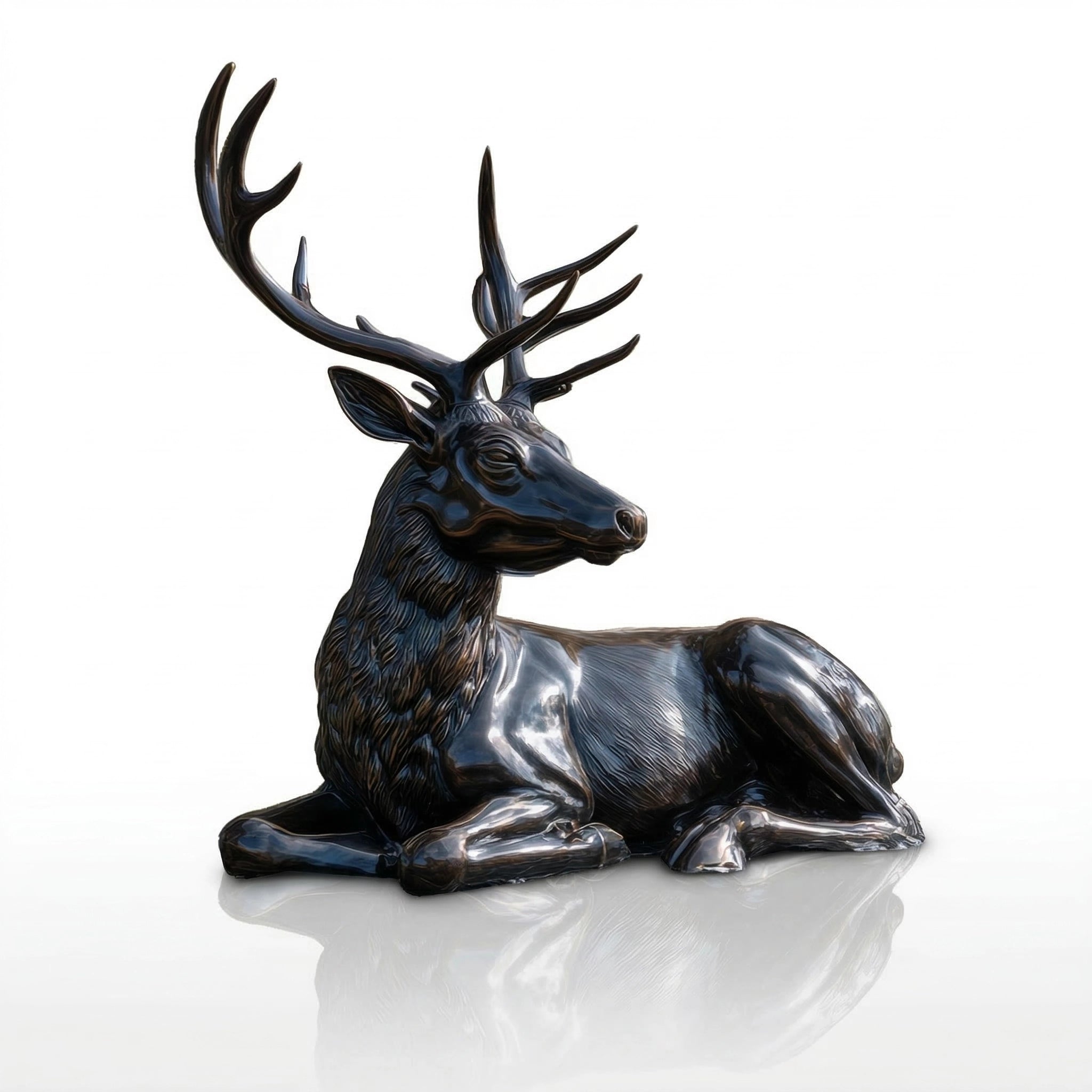 Vela-Bronze--Brass-Reclining-Stag-Sculpture-Pedestal-Garden-Display-VSBS-731-06