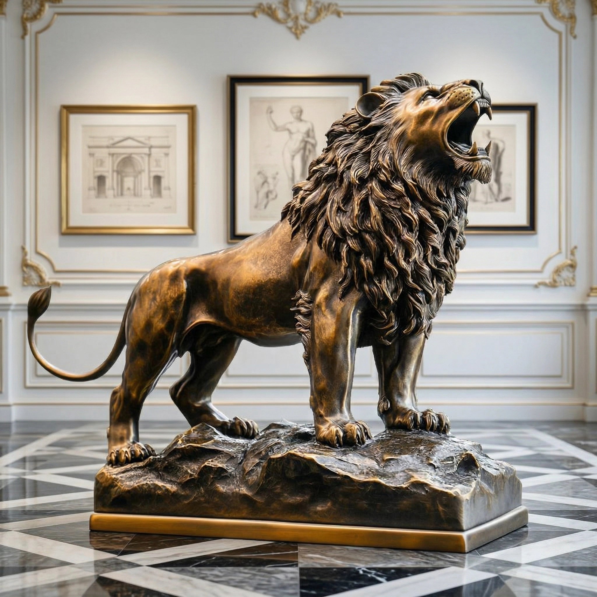 Vela-Bronze--Brass-Roaring-Lion-Sculpture-Entrance-Guardian-VSBS-4587-01