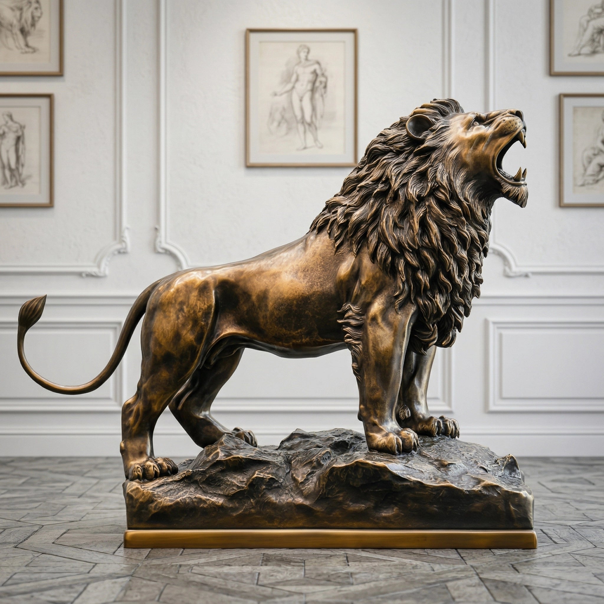 Vela-Bronze--Brass-Roaring-Lion-Sculpture-Entrance-Guardian-VSBS-4587-04