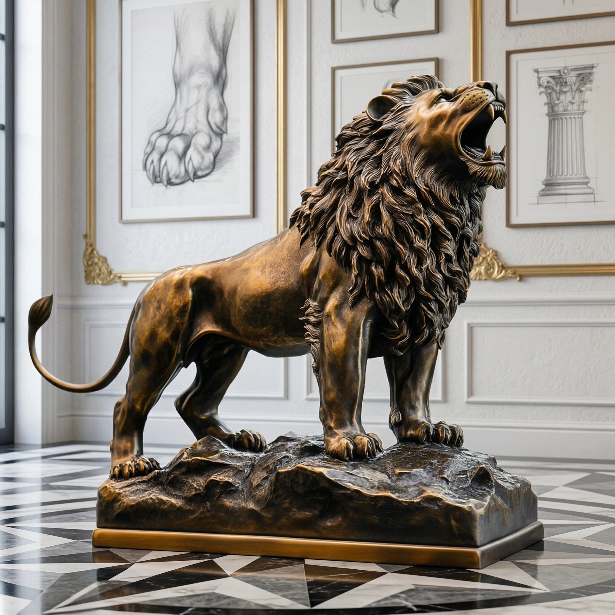 Vela-Bronze--Brass-Roaring-Lion-Sculpture-Entrance-Guardian-VSBS-4587-05