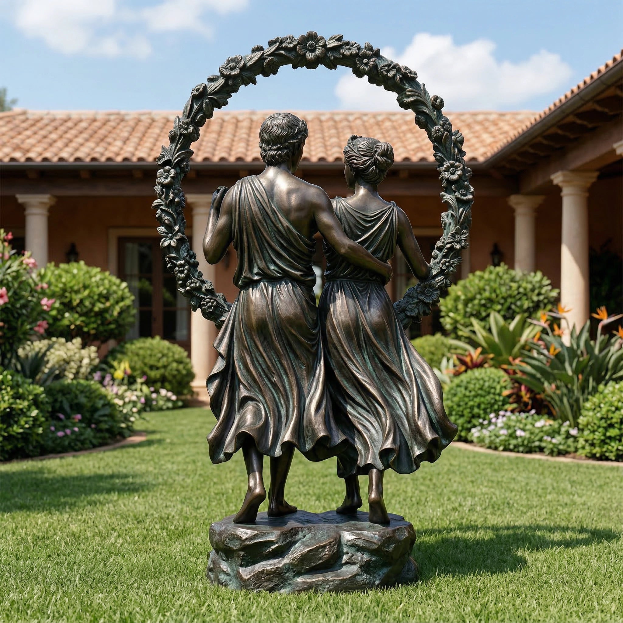 Vela-Bronze--Brass-Romantic-Couple-Sculpture-Garden-Arch-VSBS-6592-02