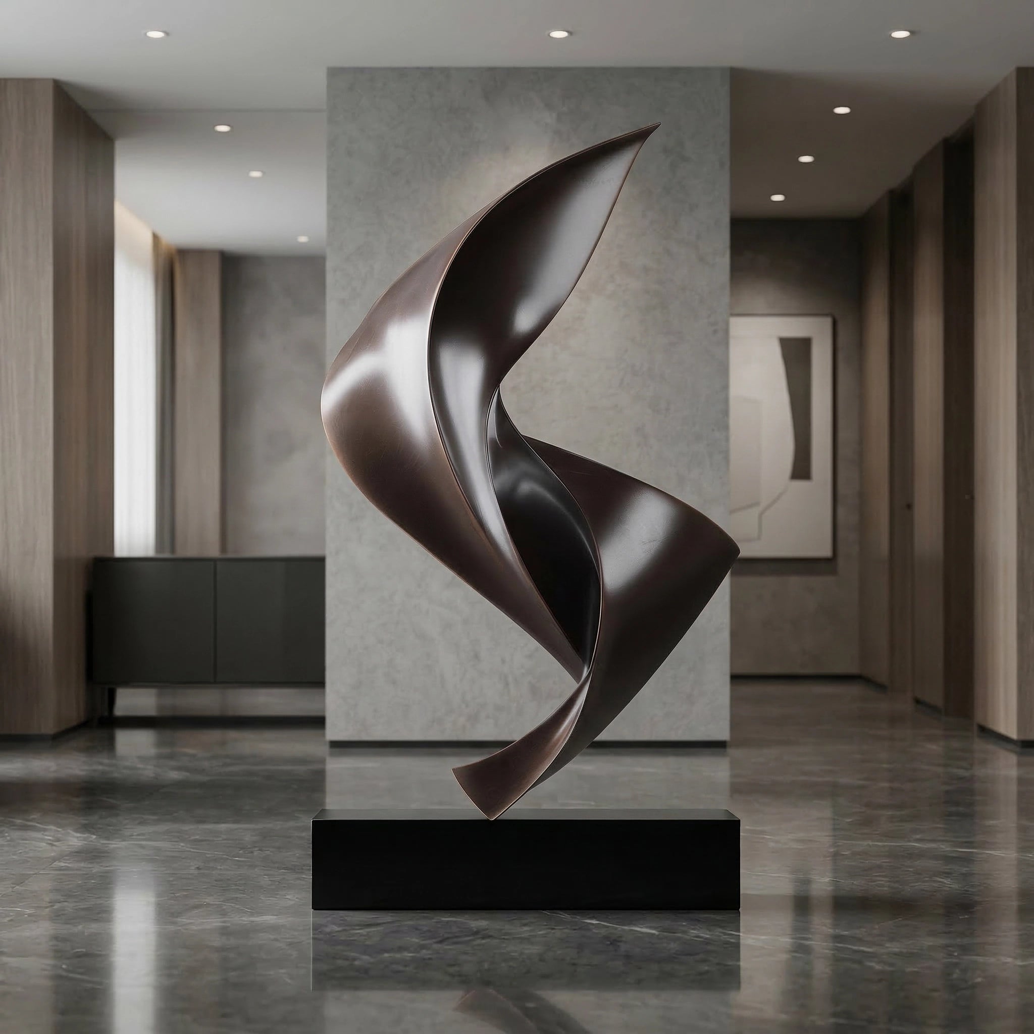 Vela-Bronze--Brass-Sail-Form-Sculpture-Black-Plinth-VSBS-7316-01
