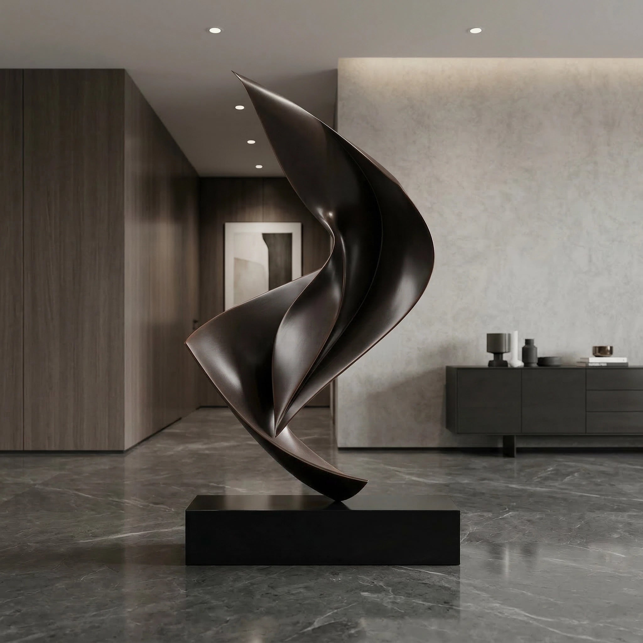 Vela-Bronze--Brass-Sail-Form-Sculpture-Black-Plinth-VSBS-7316-02