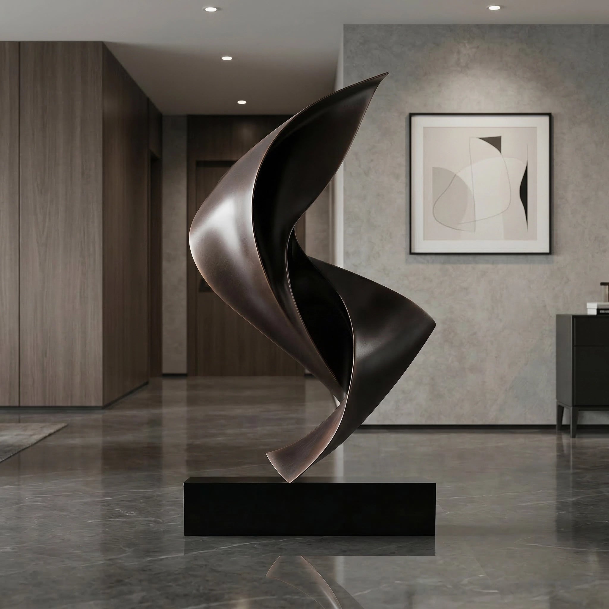Vela-Bronze--Brass-Sail-Form-Sculpture-Black-Plinth-VSBS-7316-03