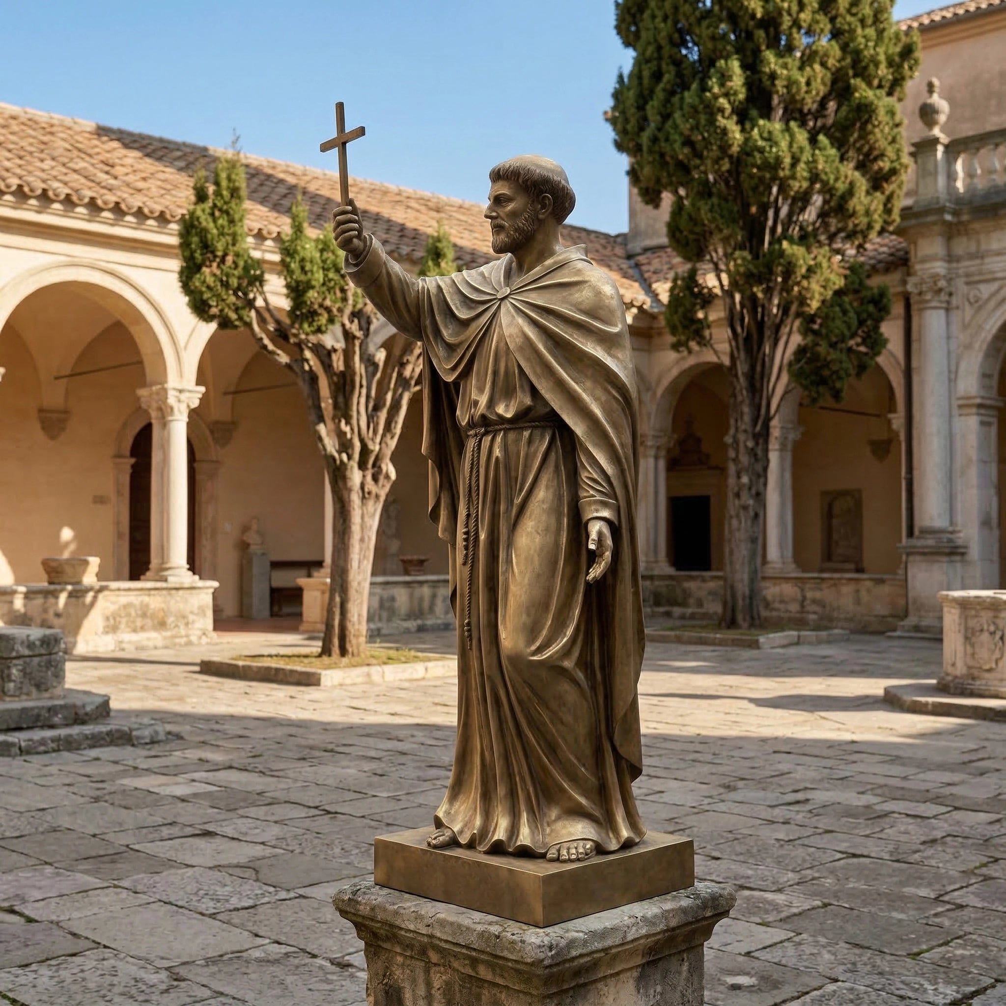 Vela-Bronze--Brass-Saintly-Figure-Sculpture-Courtyard-Pedestal-VSBS-7457-03