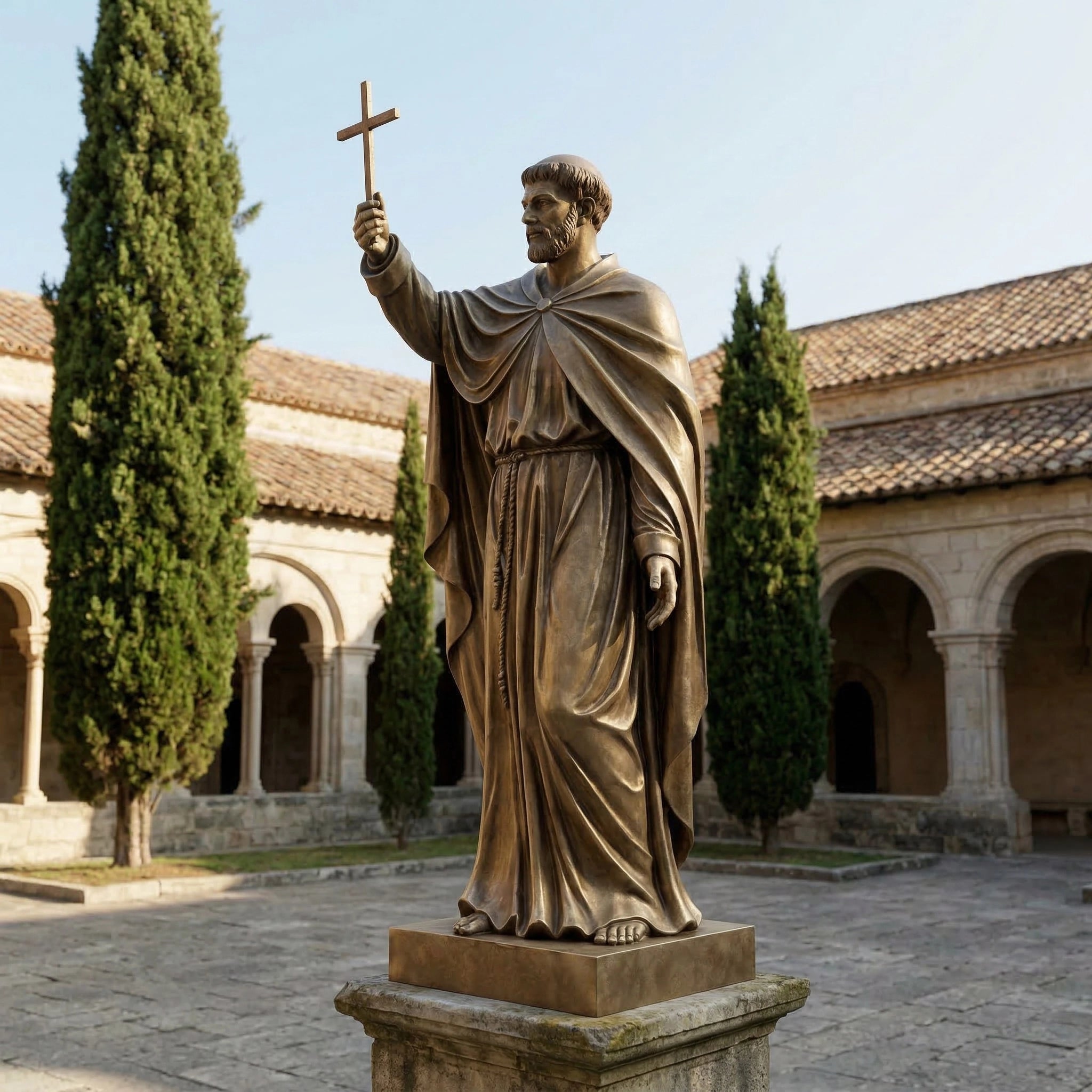 Vela-Bronze--Brass-Saintly-Figure-Sculpture-Courtyard-Pedestal-VSBS-7457-05
