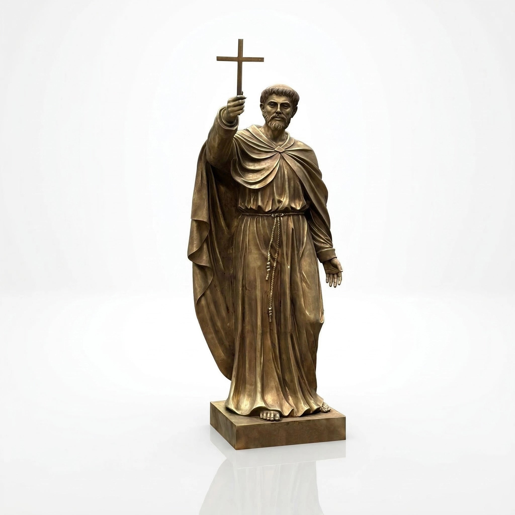 Vela-Bronze--Brass-Saintly-Figure-Sculpture-Courtyard-Pedestal-VSBS-7457-06