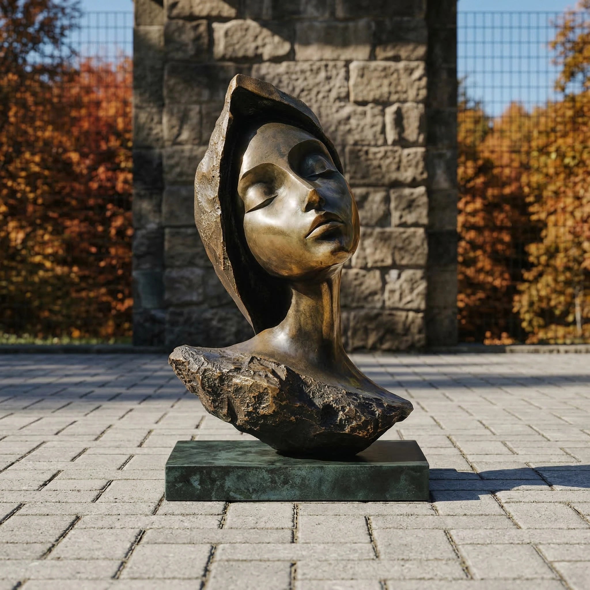 Vela-Bronze--Brass-Serene-Female-Head-Sculpture-Fragmented-Form-VSBS-7928-01