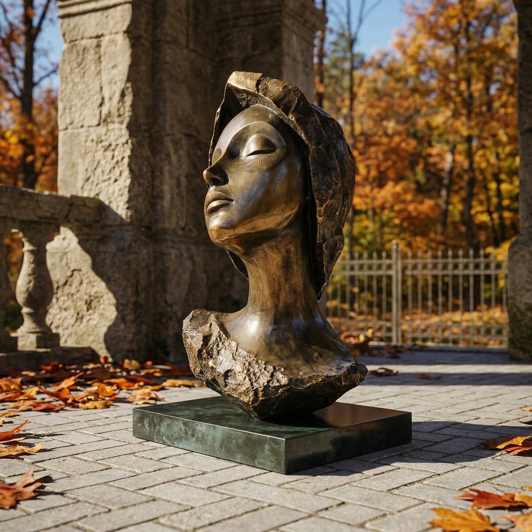 Vela-Bronze--Brass-Serene-Female-Head-Sculpture-Fragmented-Form-VSBS-7928-05