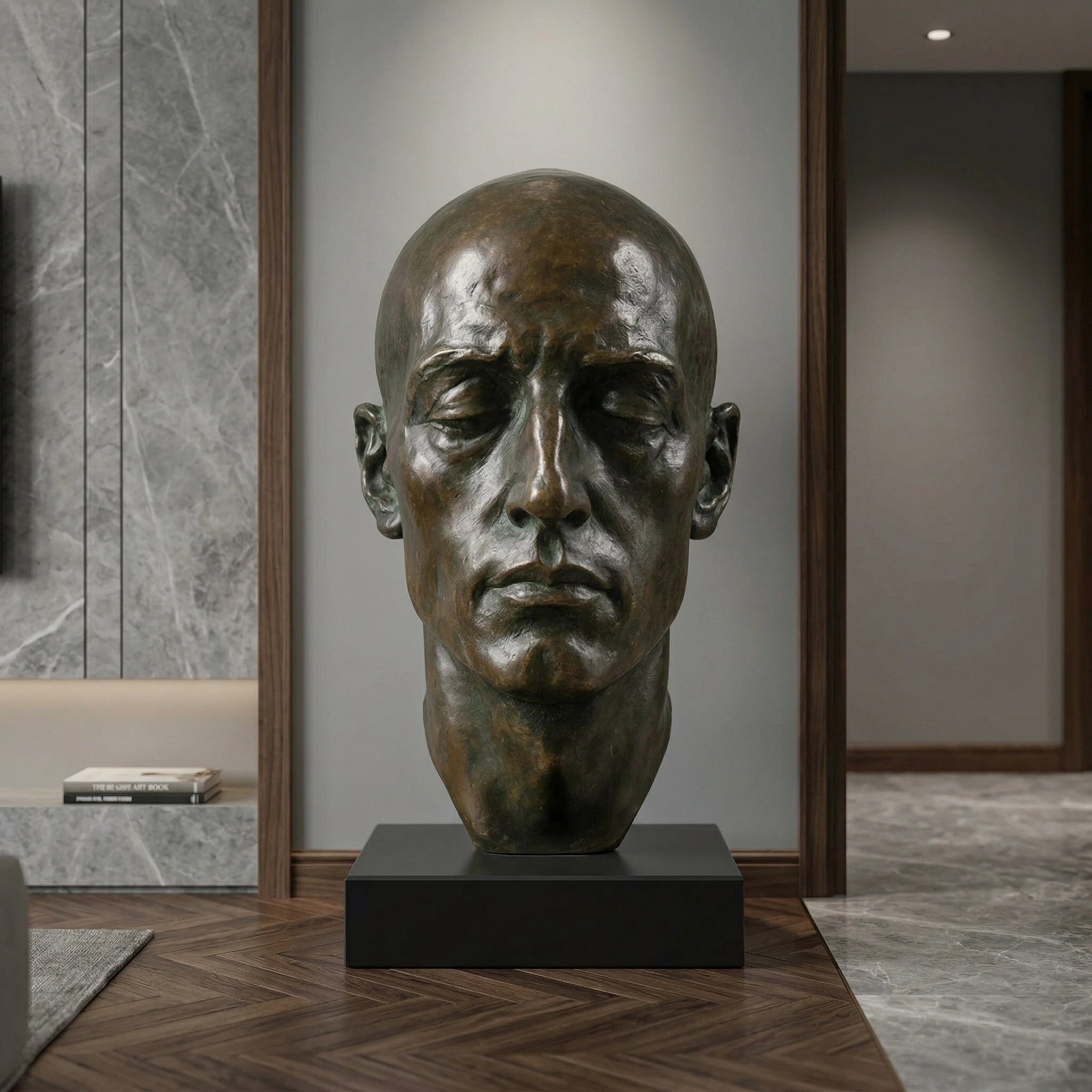 Vela-Bronze--Brass-Serene-Male-Head-Sculpture-Pedestal-Placement-VSBS-7124-01